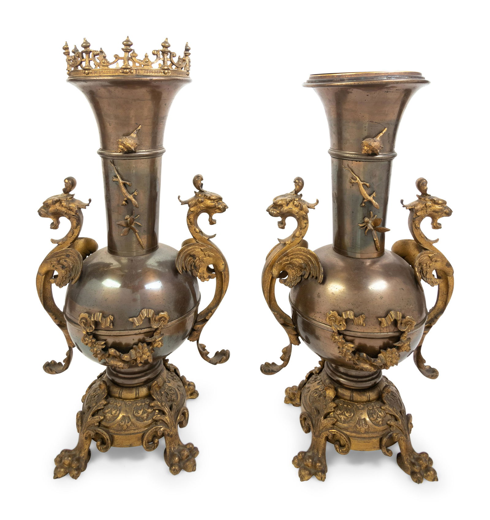 A Pair of Neoclassical Cast Metal Urns (1 of 1)