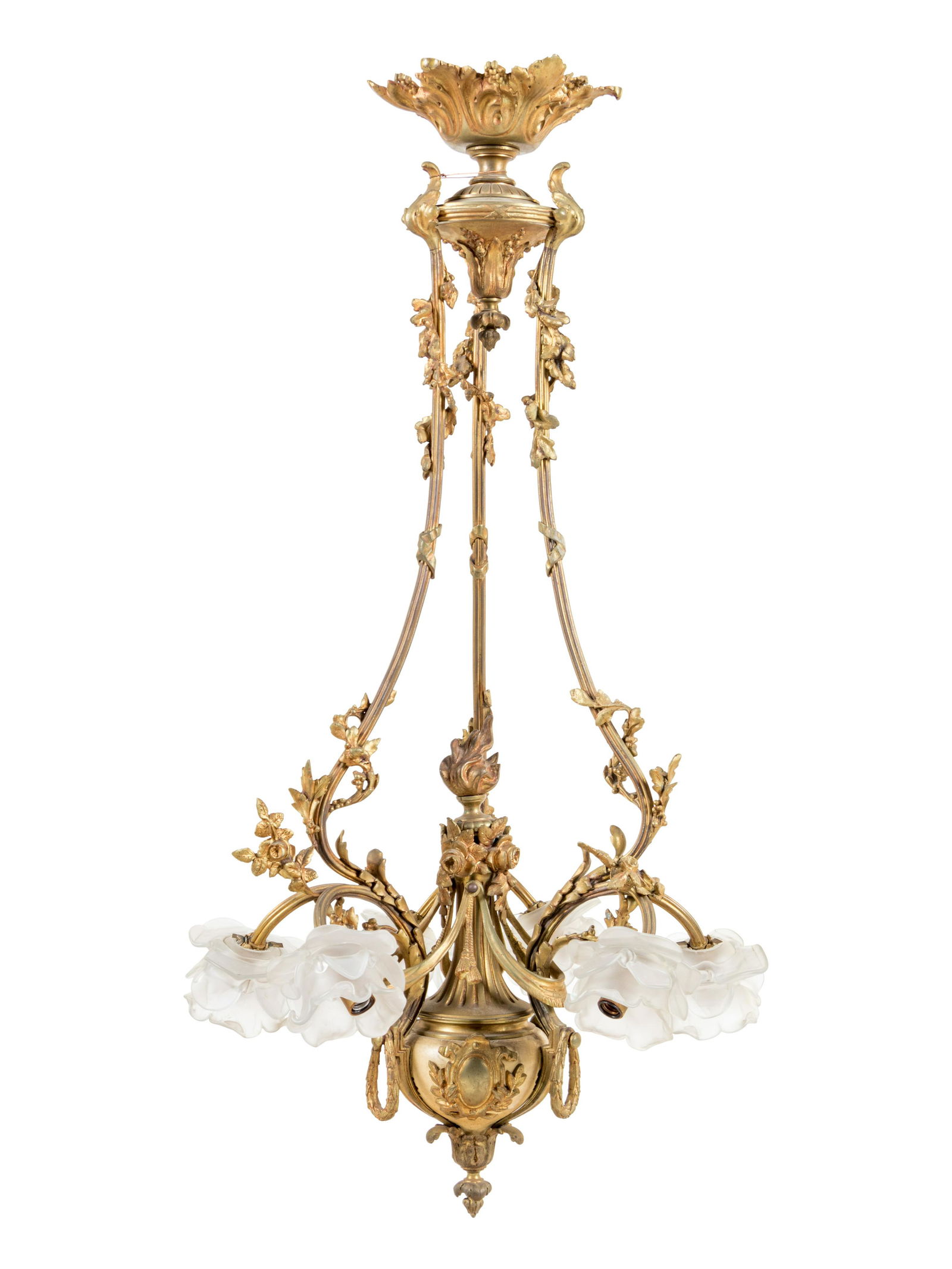 A Neoclassical Gilt Metal Six-Light Chandelier (1 of 2)
