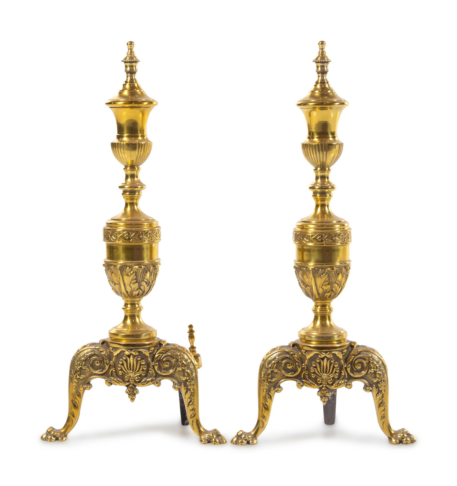 A Pair of Neoclassical Brass Andirons (1 of 1)