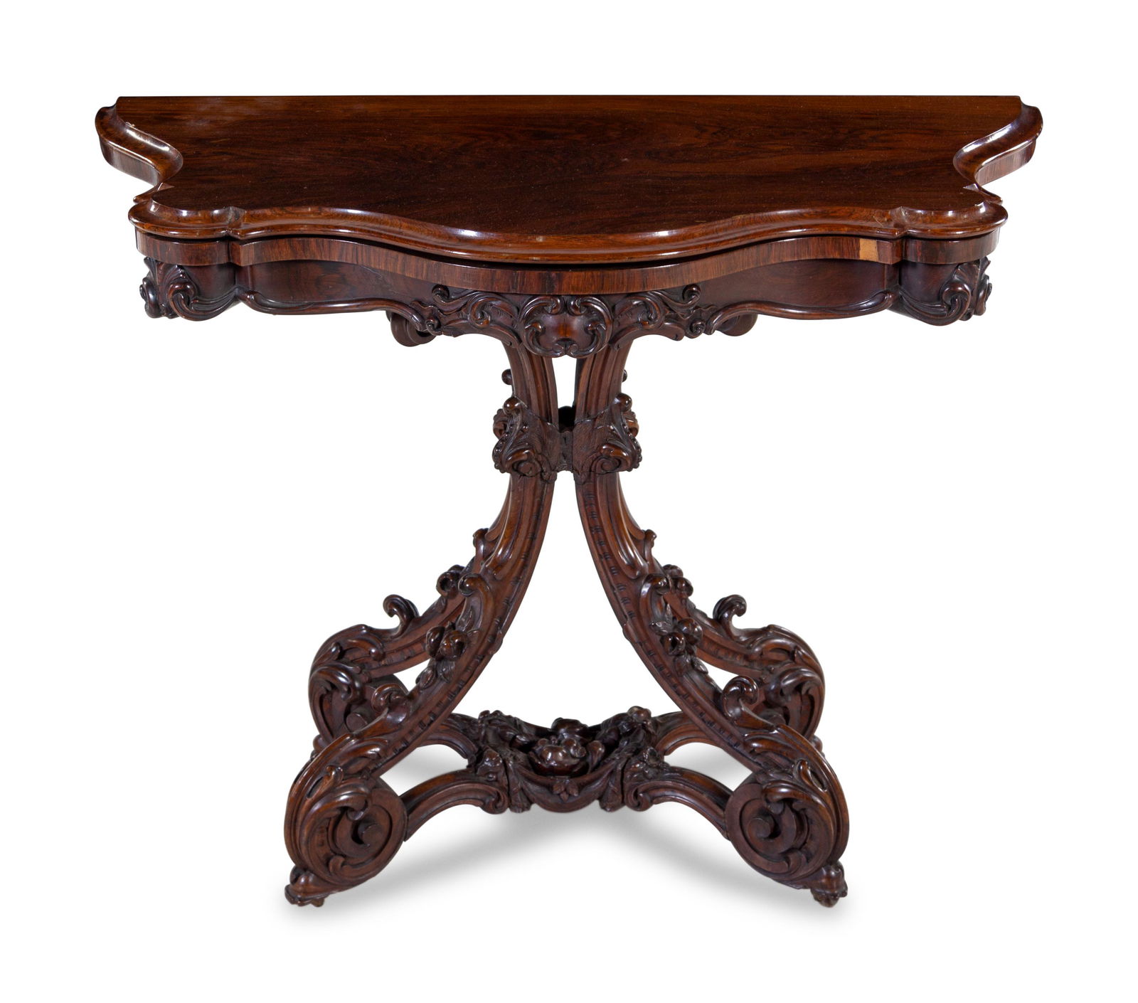 A French Rococo Revival Rosewood Flip-Top Table (1 of 2)