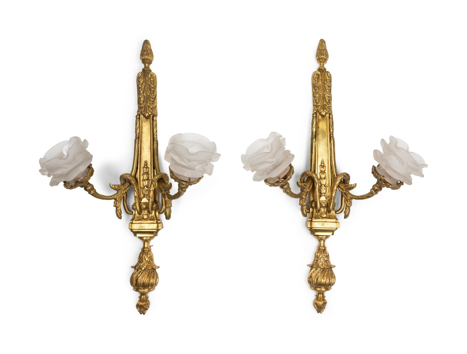 A Pair of French Gilt Bronze Two-Light Sconces (1 of 1)