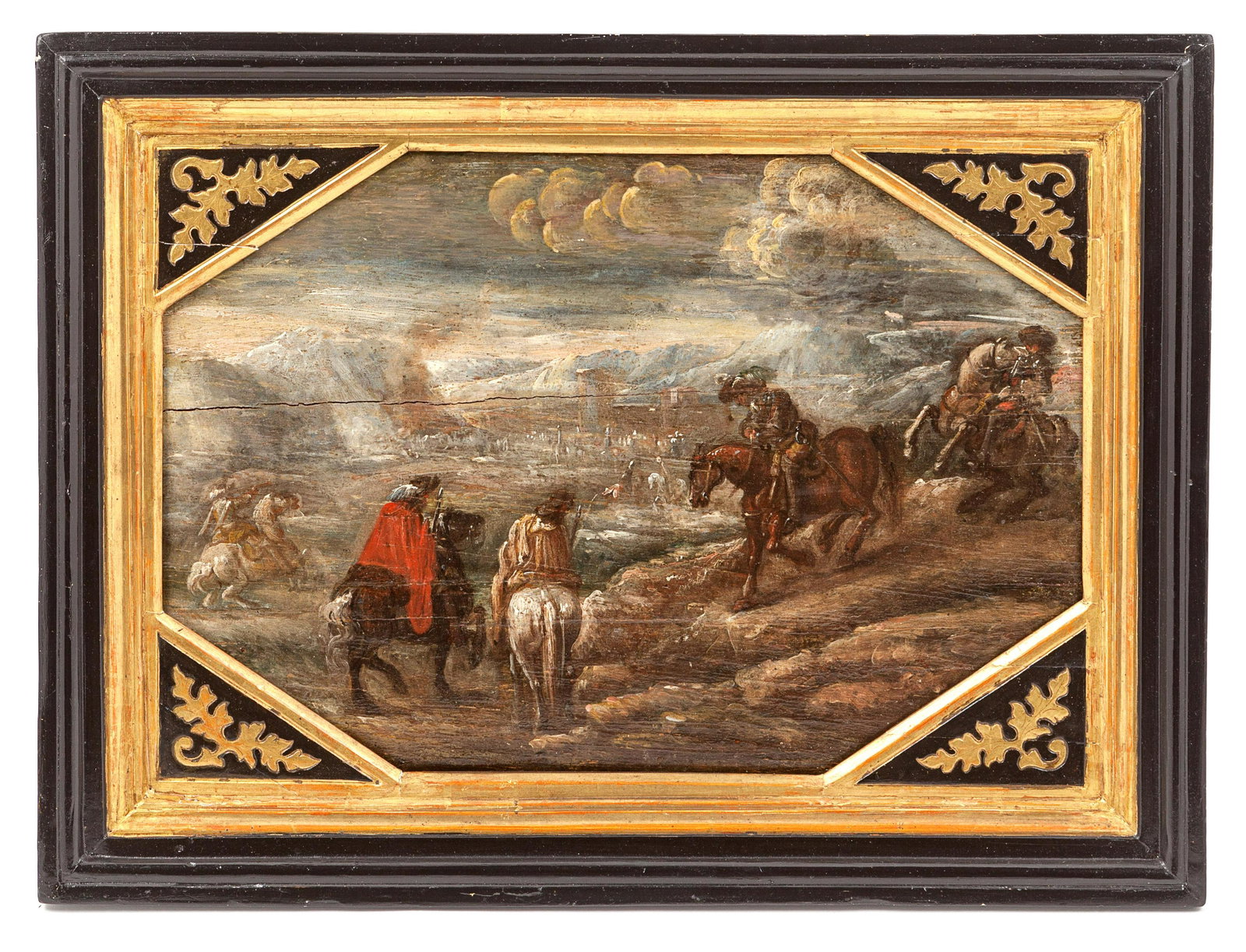 Italian School, 18th Century: Italian School, 18th Century Riders Crossing a Rocky Terrain oil on cradled board 10 x 14 1/2 inches. Property from the Estate of Stephen B. Contro, Bassando del Grappa, Italy and Chicago, Illinois