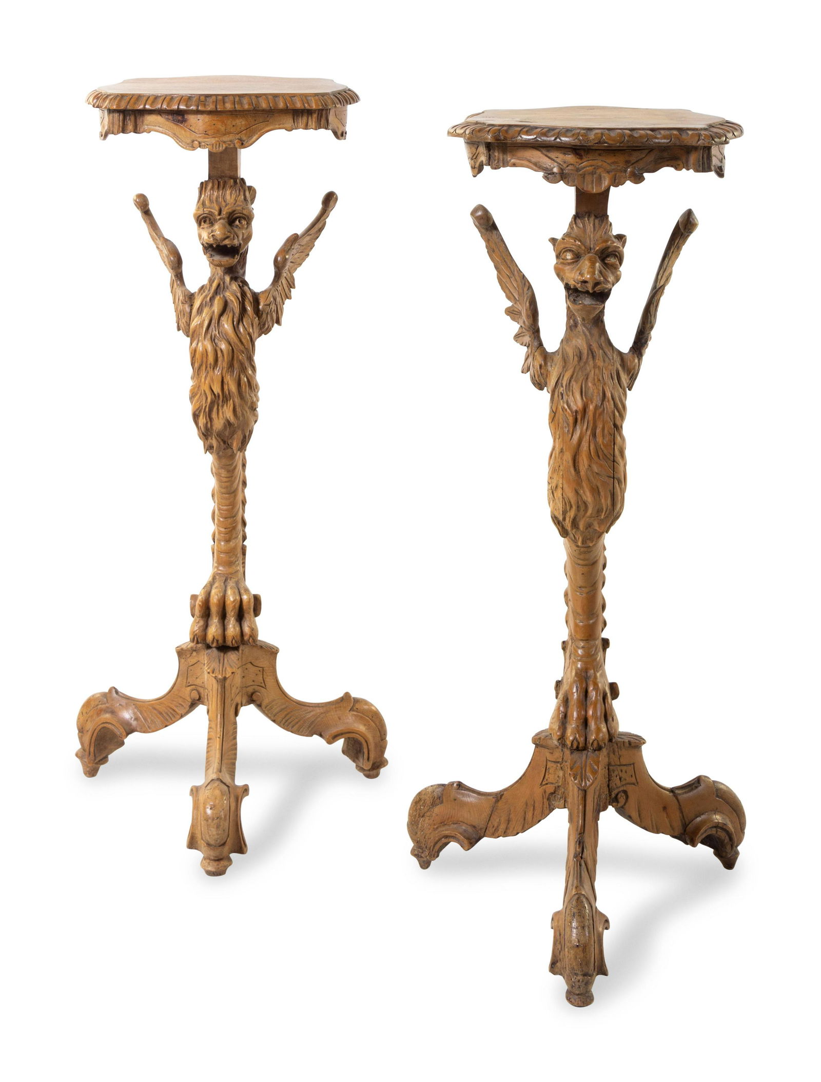 A Pair of Venetian Carved Walnut Pedestals  (1 of 2)