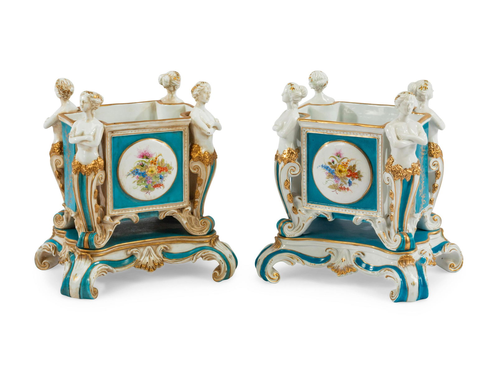 A Pair of German Porcelain Figural Jardinieres (1 of 1)