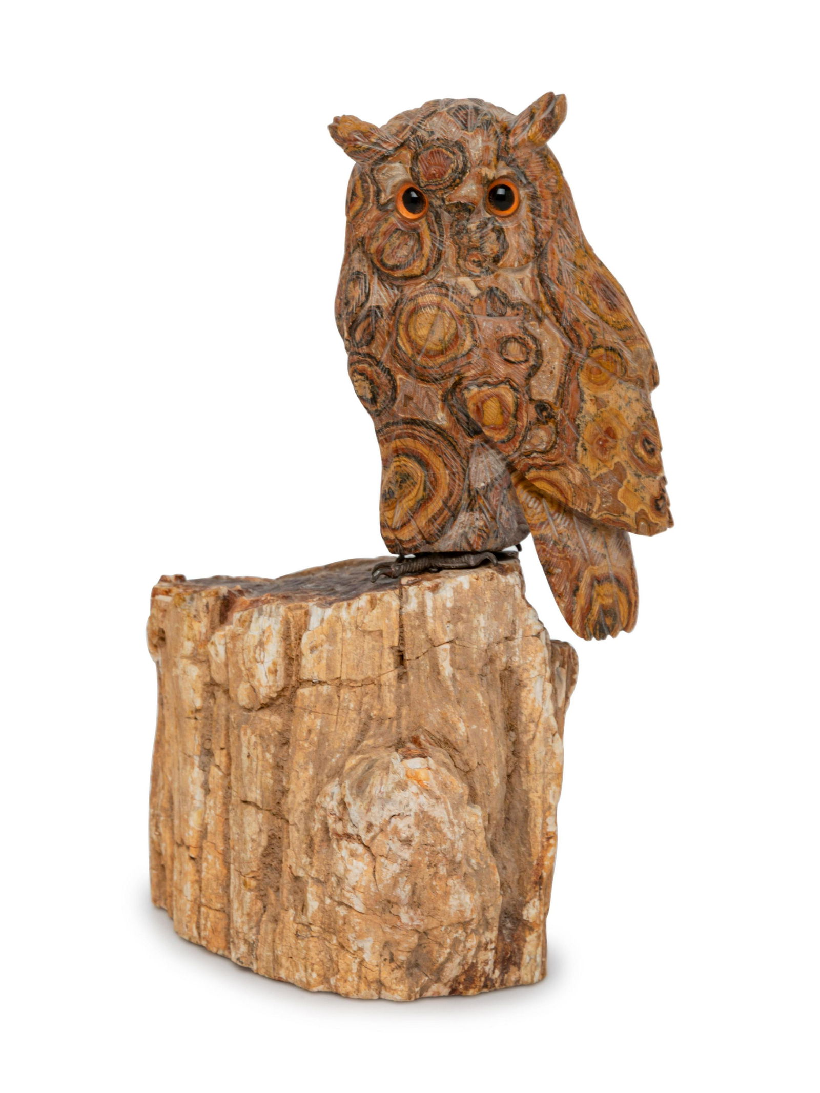 A Carved Jasper Figure of a Spotted Owl (1 of 1)