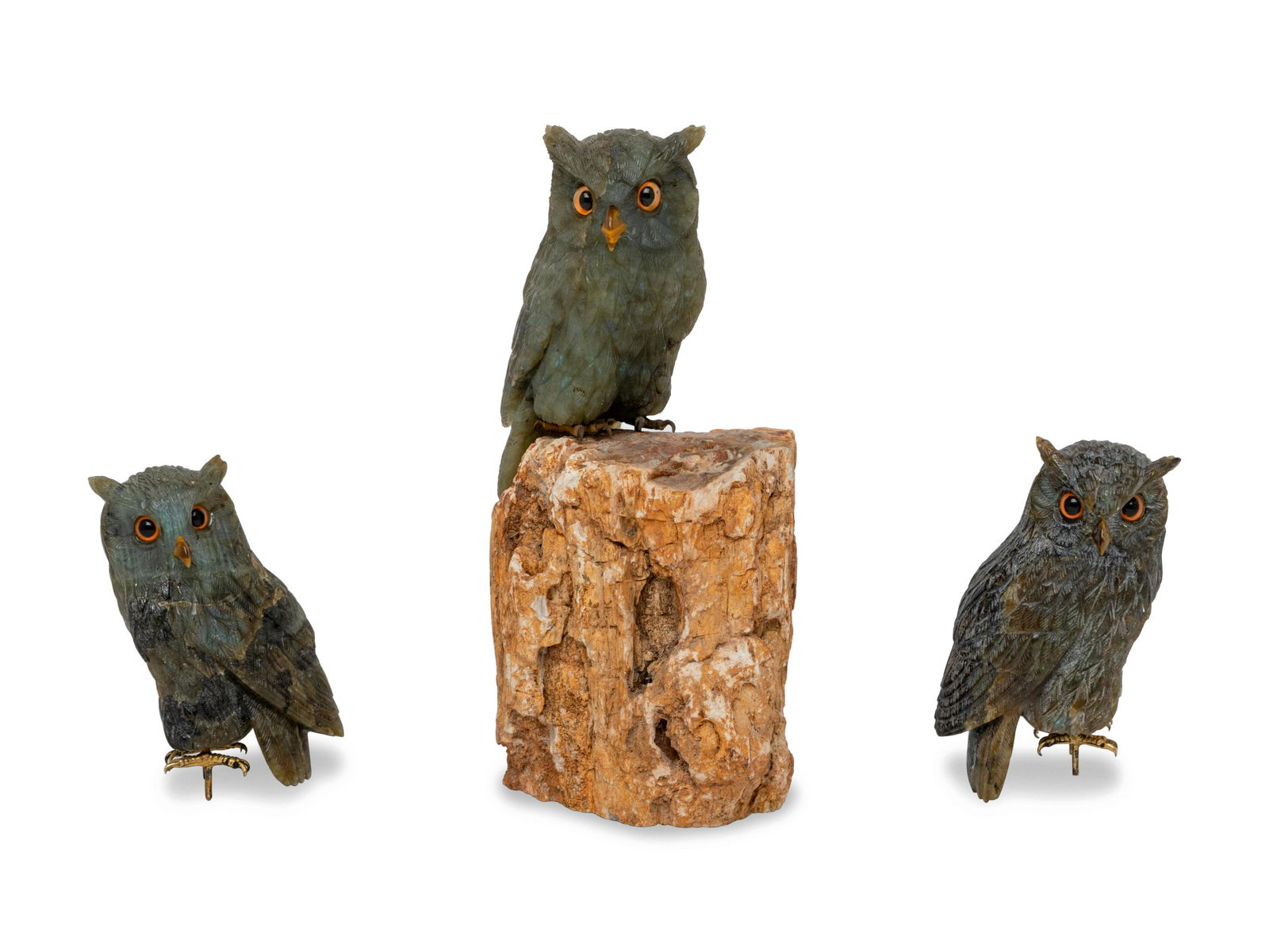 Three Labradorite Carved Owls (1 of 1)