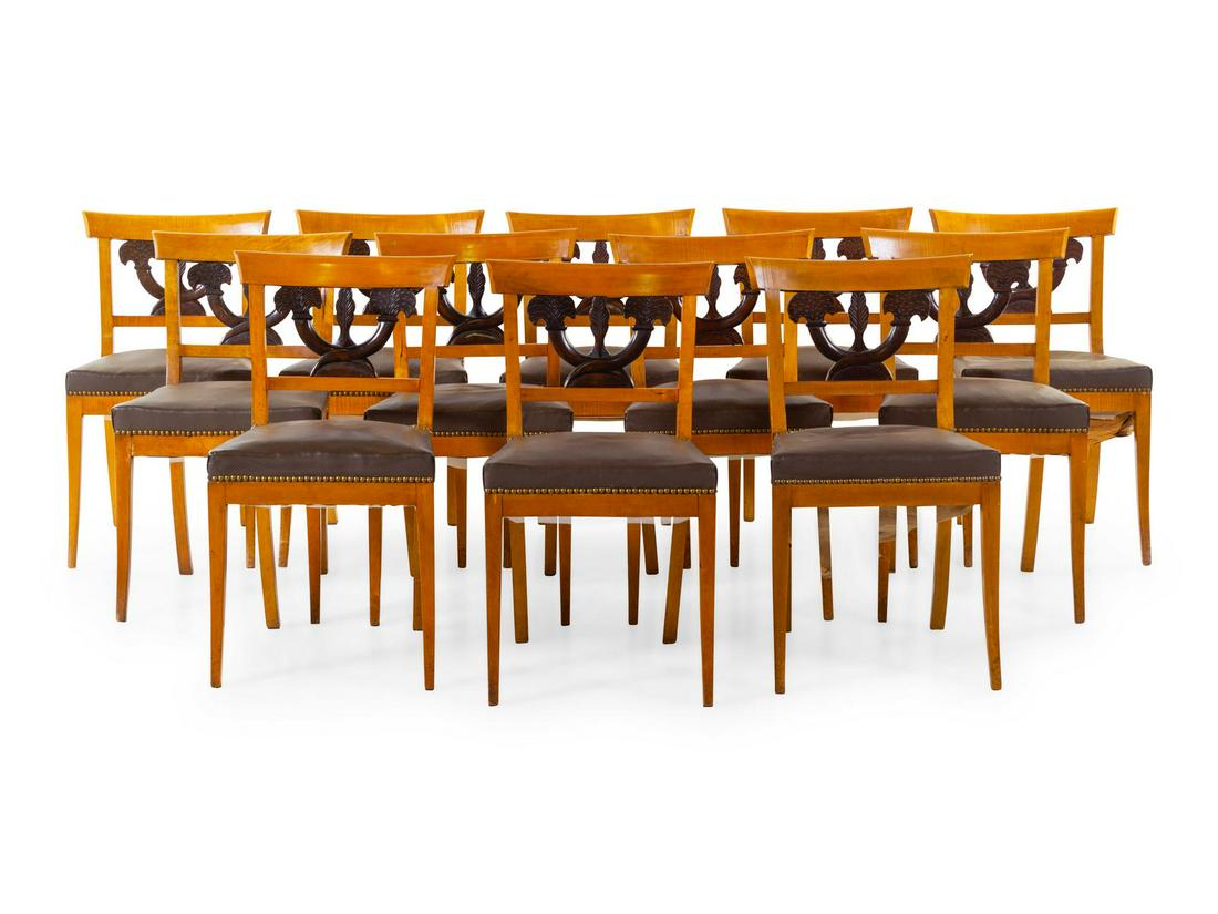 A Set of Twelve Biedermeier Style Parcel Ebonized Birch (1 of 2)