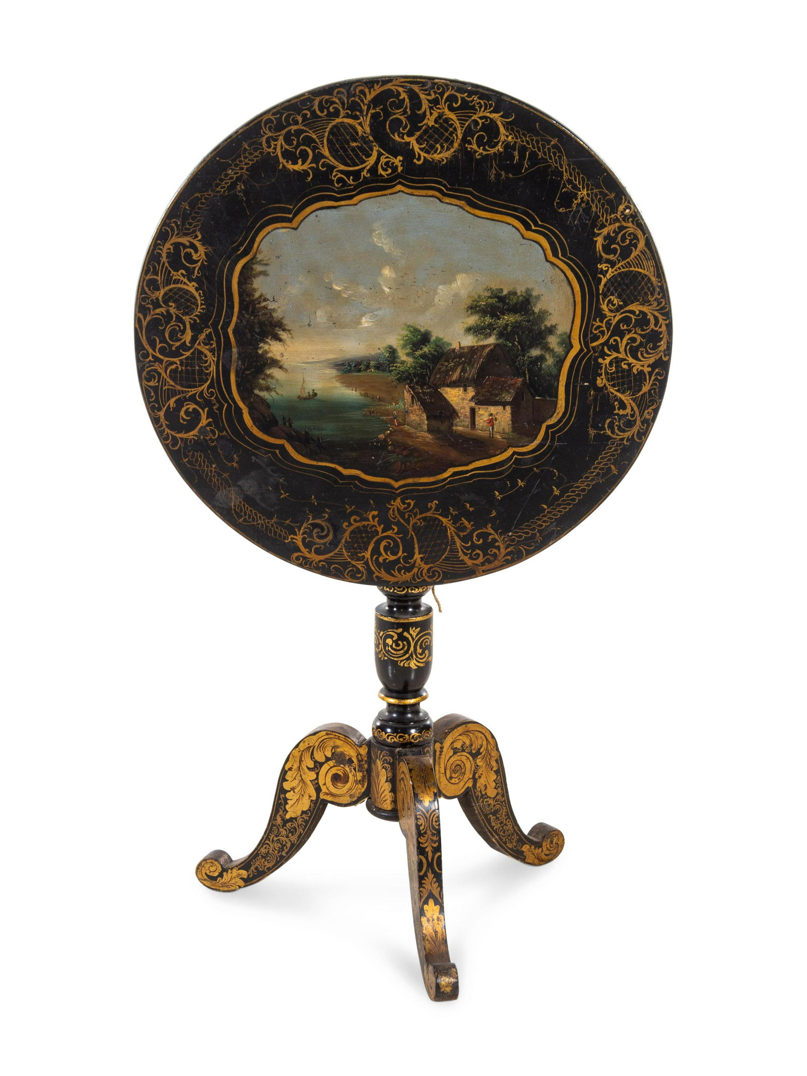 A Continental Ebonized, Parcel Gilt and Painted (1 of 1)