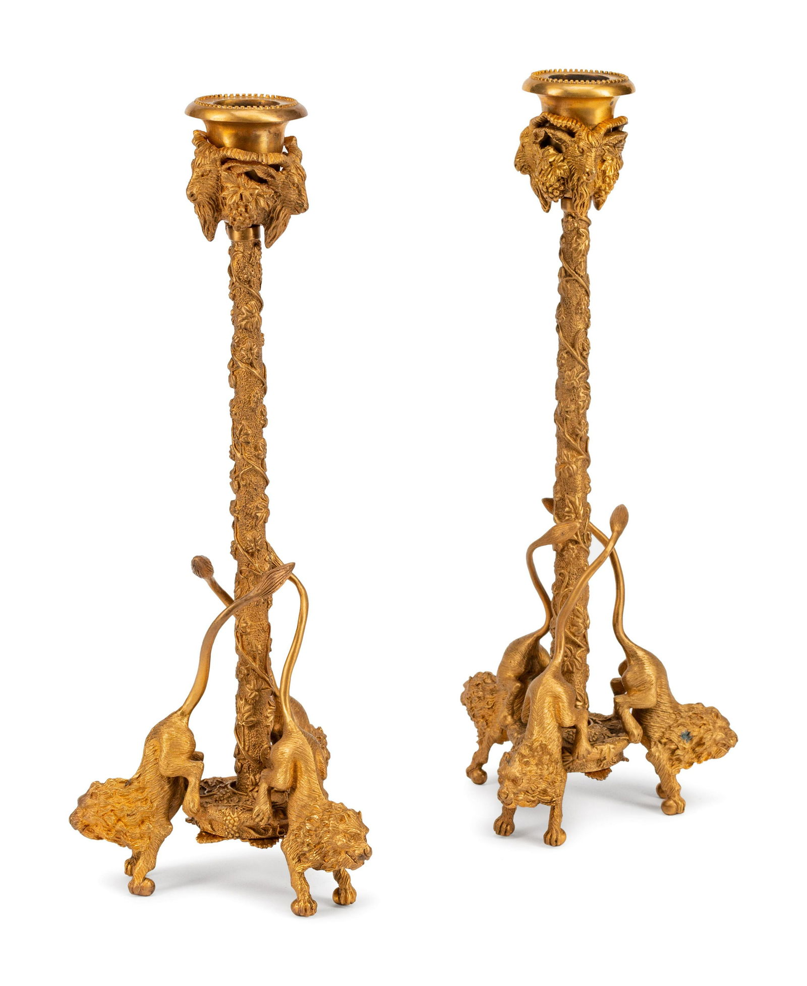 A Pair of Continental Gilt Bronze Candlesticks (1 of 1)