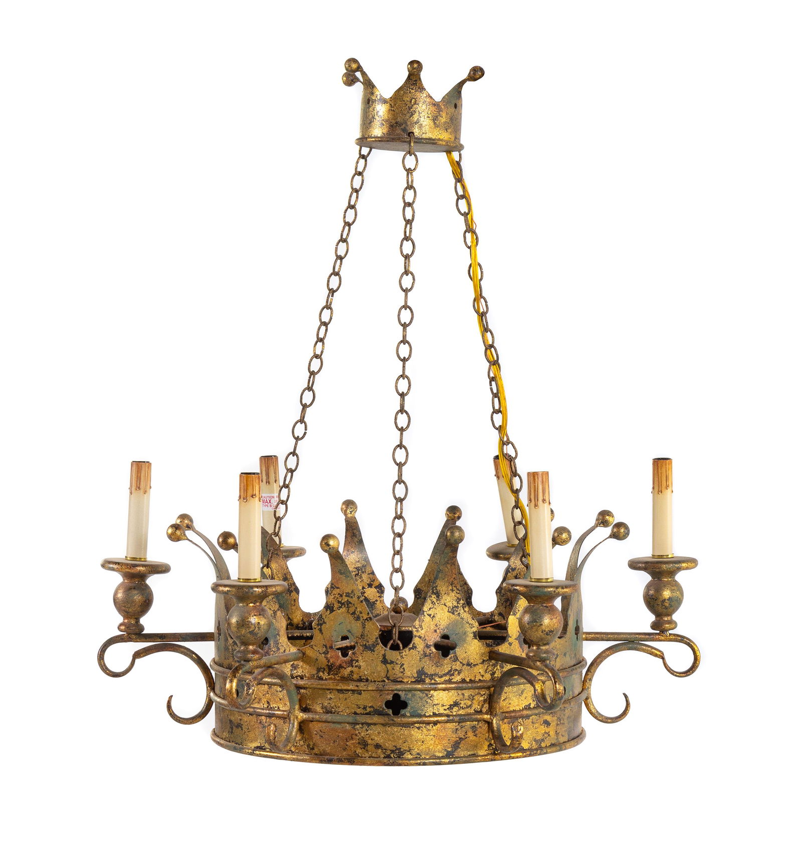 A Continental Parcel Gilt Tole Six-Light Chandelier (1 of 1)