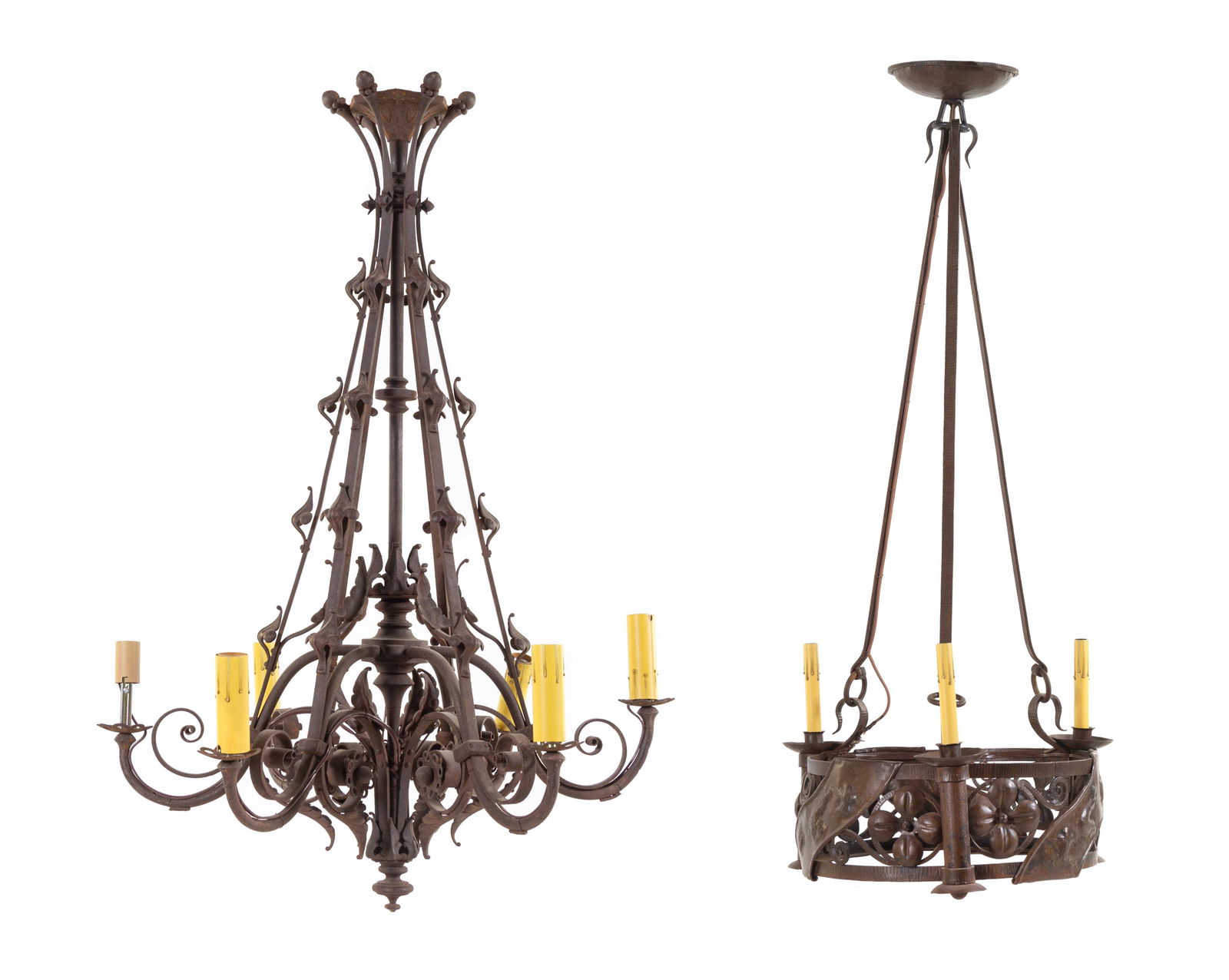 A Continental Wrought Iron Six-Light Chandelier (1 of 4)