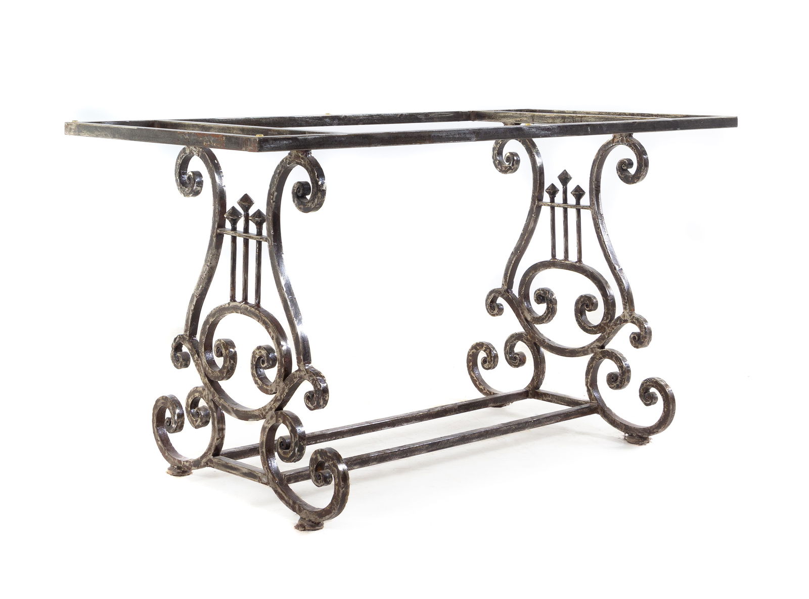 A Continental Iron Console Table with an Associated (1 of 2)