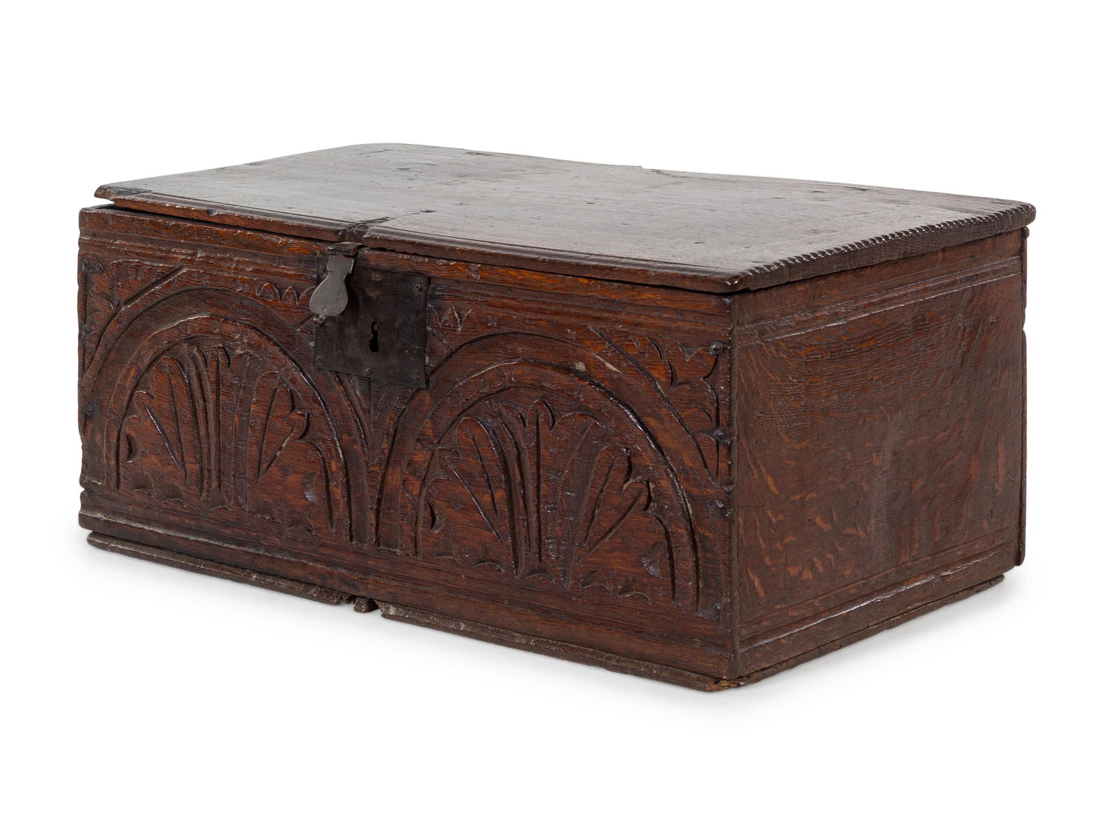 A Charles II Carved Oak Bible Box: A Charles II Carved Oak Bible Box 17th Century Height 10 x width 24 x depth 13 inches. Property from the Collection of John Capstick, Lake Forest, Illinois