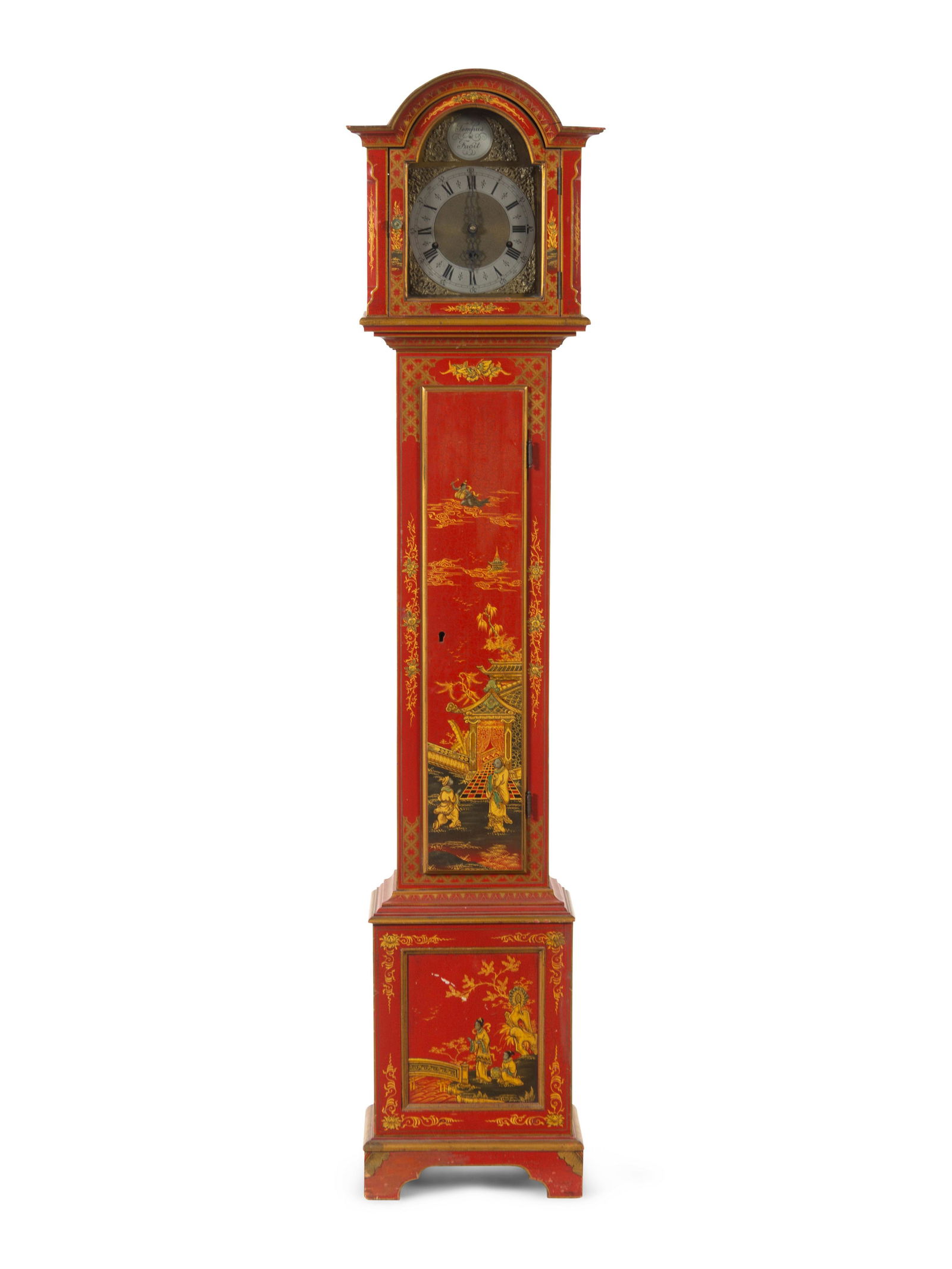 A George III Style Red Lacquered Chinoiserie Tall Case (1 of 2)