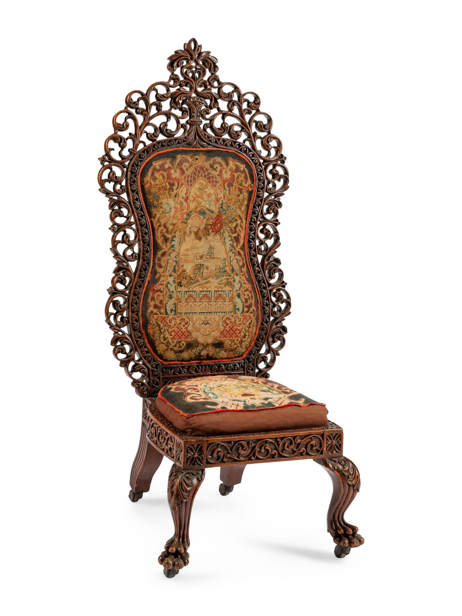 An Anglo-Colonial Carved Slipper Chair: An Anglo-Colonial Carved Slipper Chair 19th Century Height 47 1/4 inches.