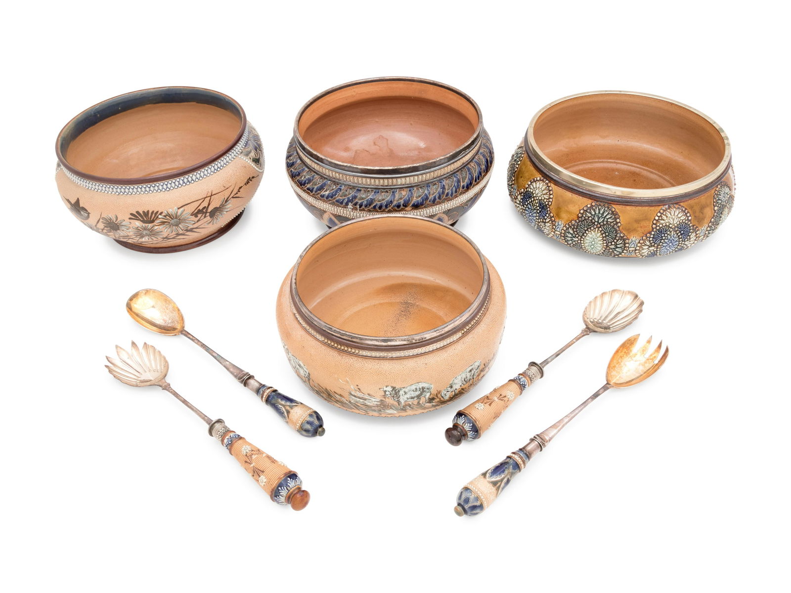 Four Doulton Lambeth Stoneware Serving Bowls and Two (1 of 5)