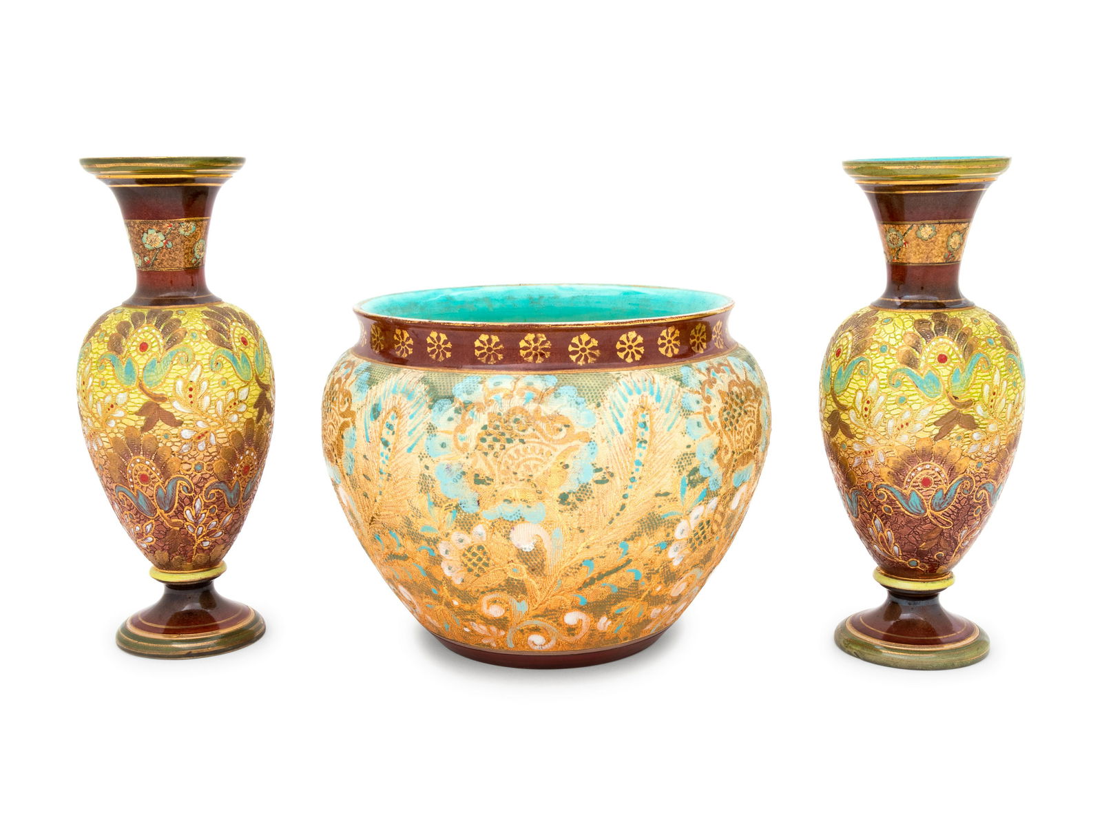 A Pair of Doulton Lambeth Stoneware Vases and a Doulton (1 of 2)