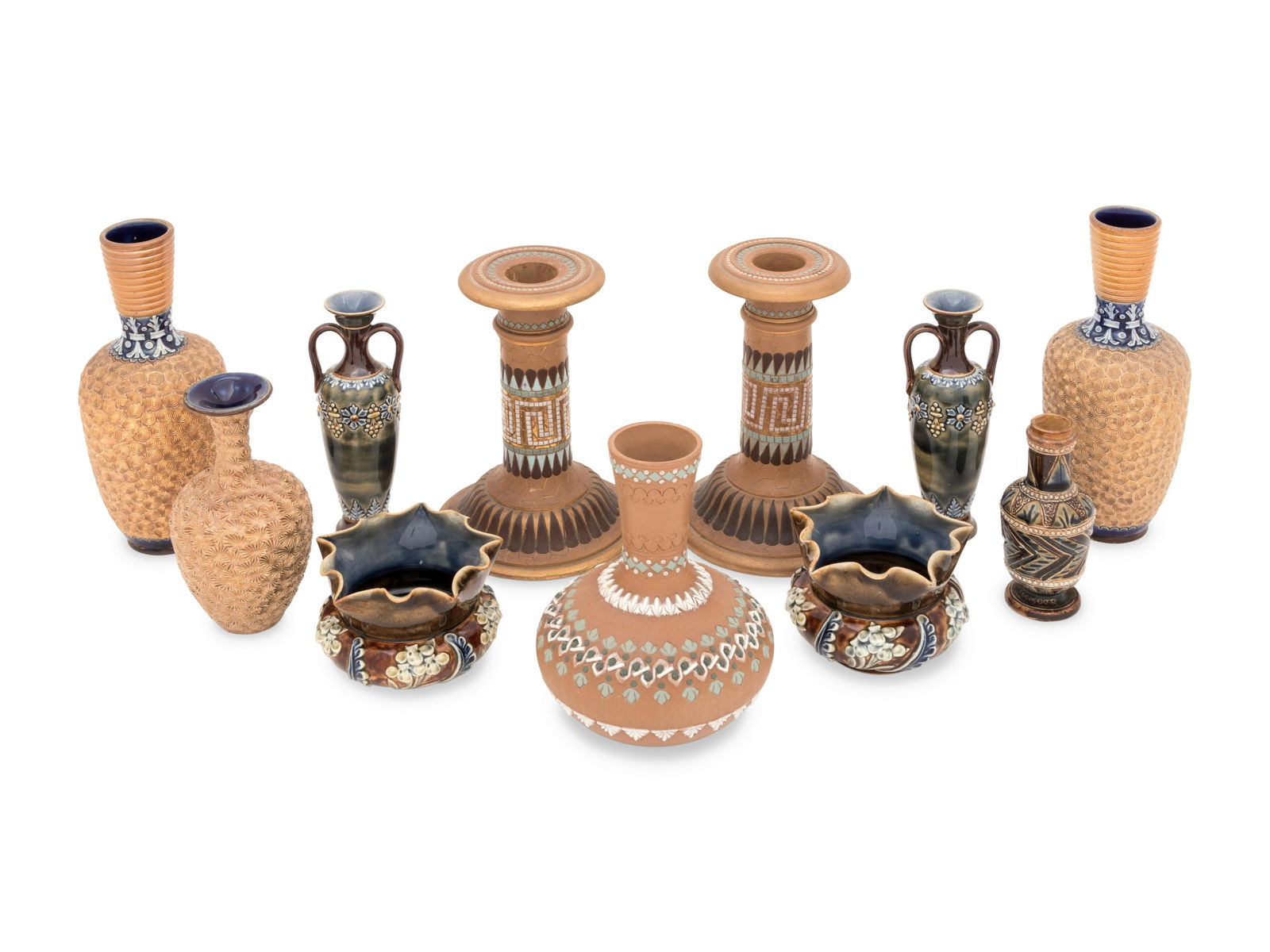 A Group of Doulton Lambeth Stoneware Vases and a Pair (1 of 3)