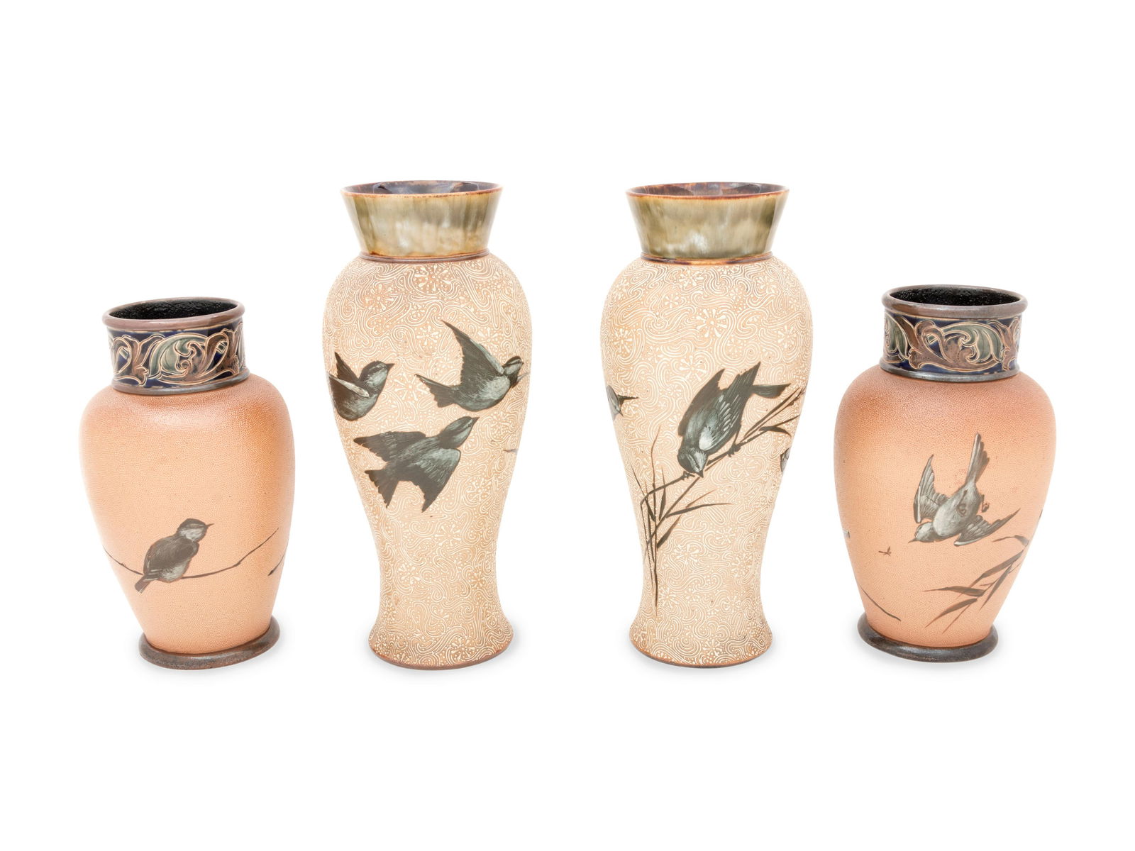 Two Pairs of Doulton Lambeth Stoneware Vases (1 of 3)