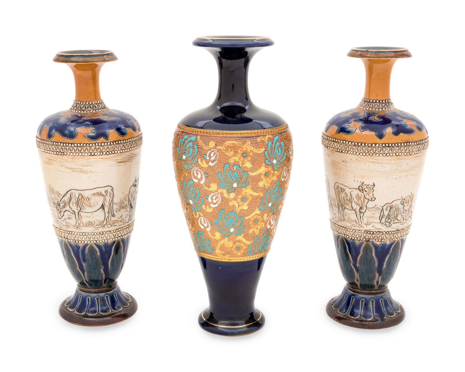 A Pair of Doulton Lambeth Stoneware Vases and a Royal (1 of 1)