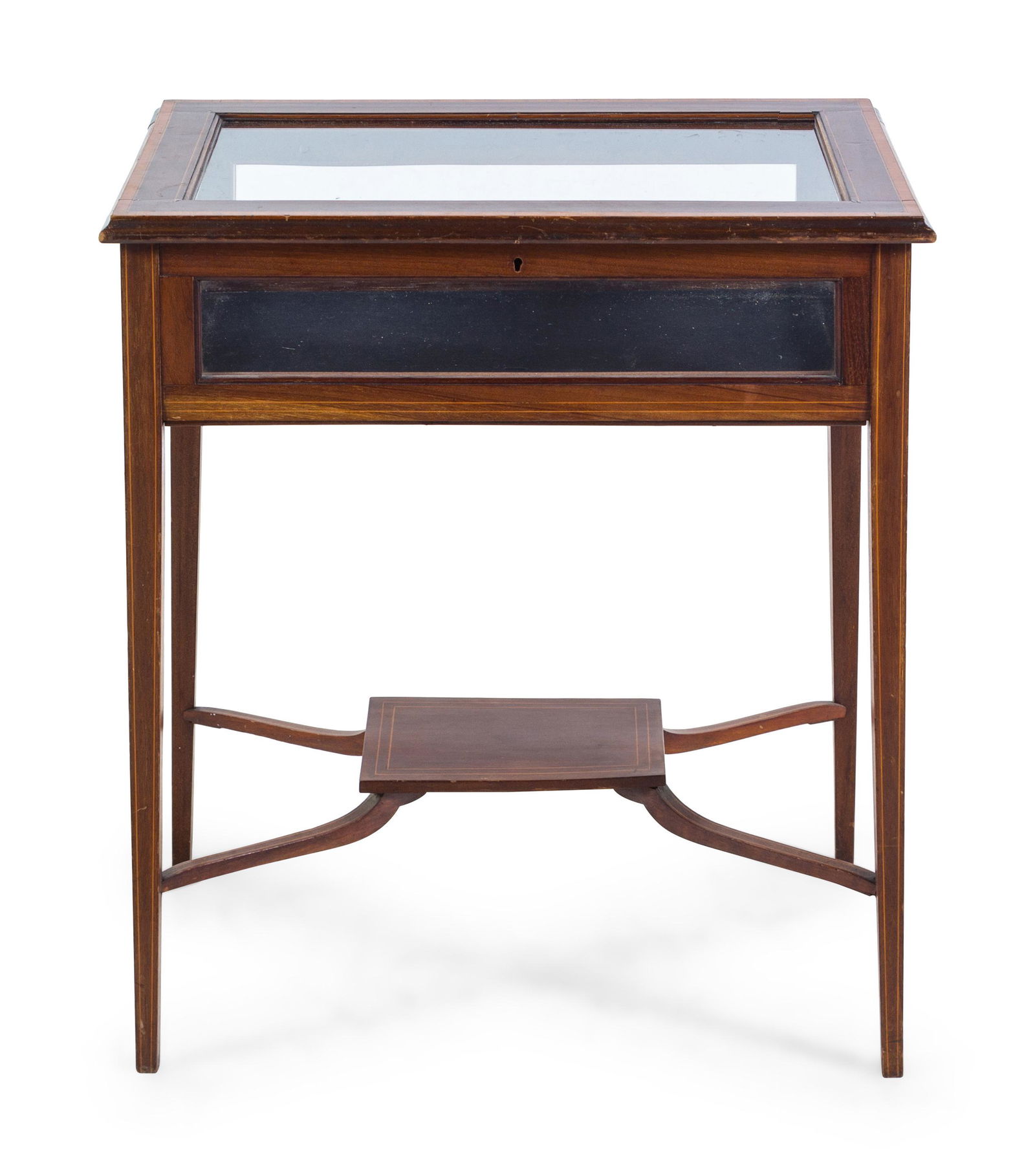 An Edwardian Mahogany and Fruitwood Vitrine Table (1 of 2)