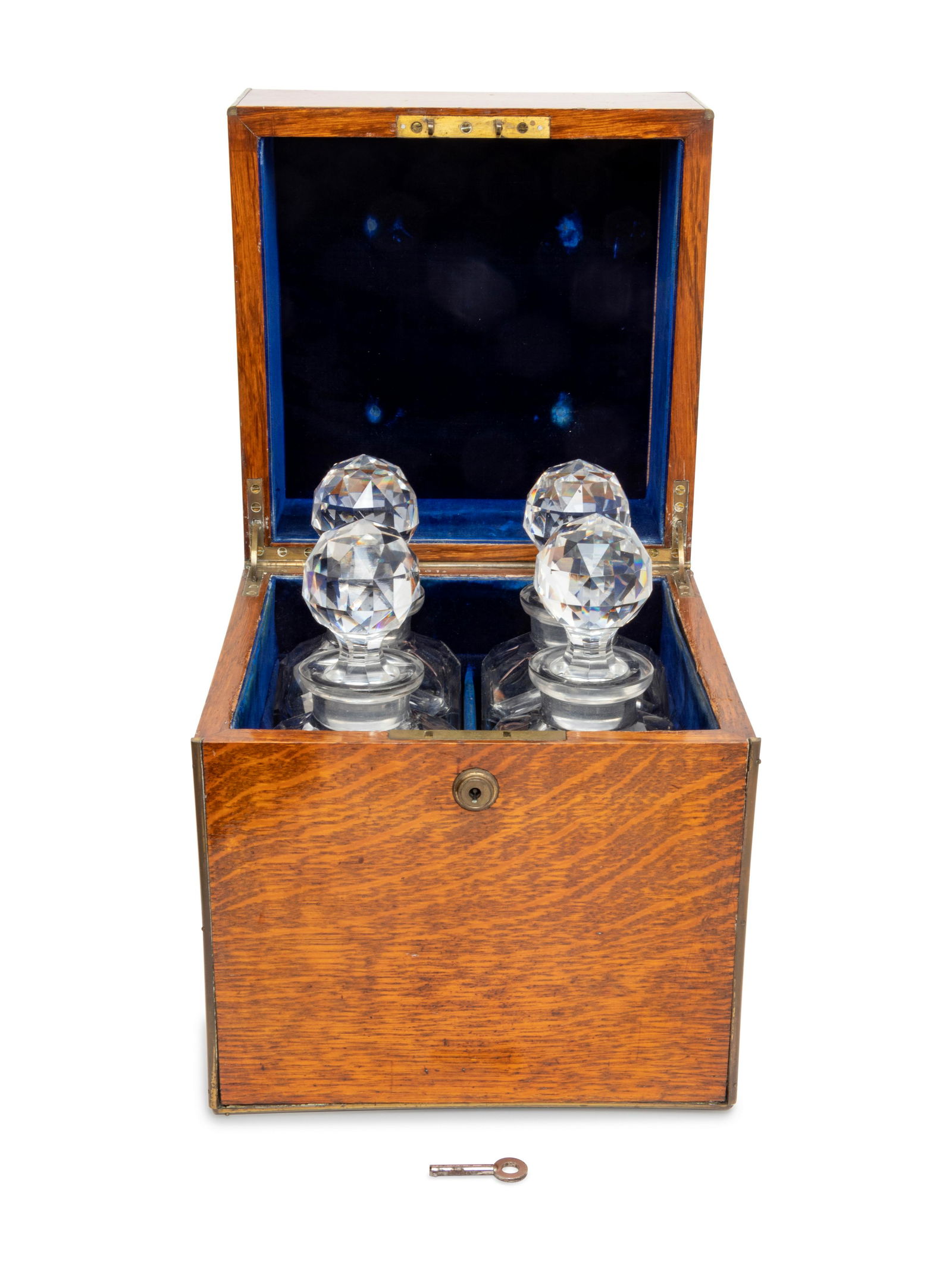 An English Oak Cased Cut Glass Decanter Set (1 of 4)