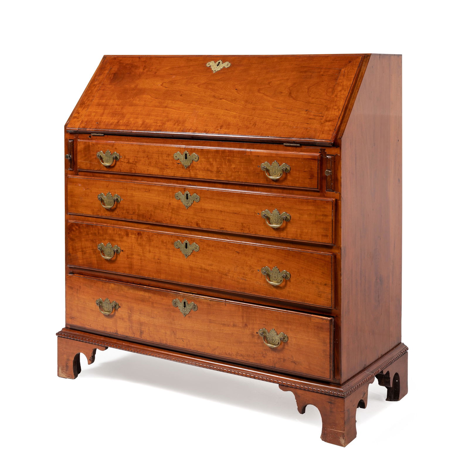 A Chippendale Carved Cherrywood Slant-Front Desk (1 of 2)