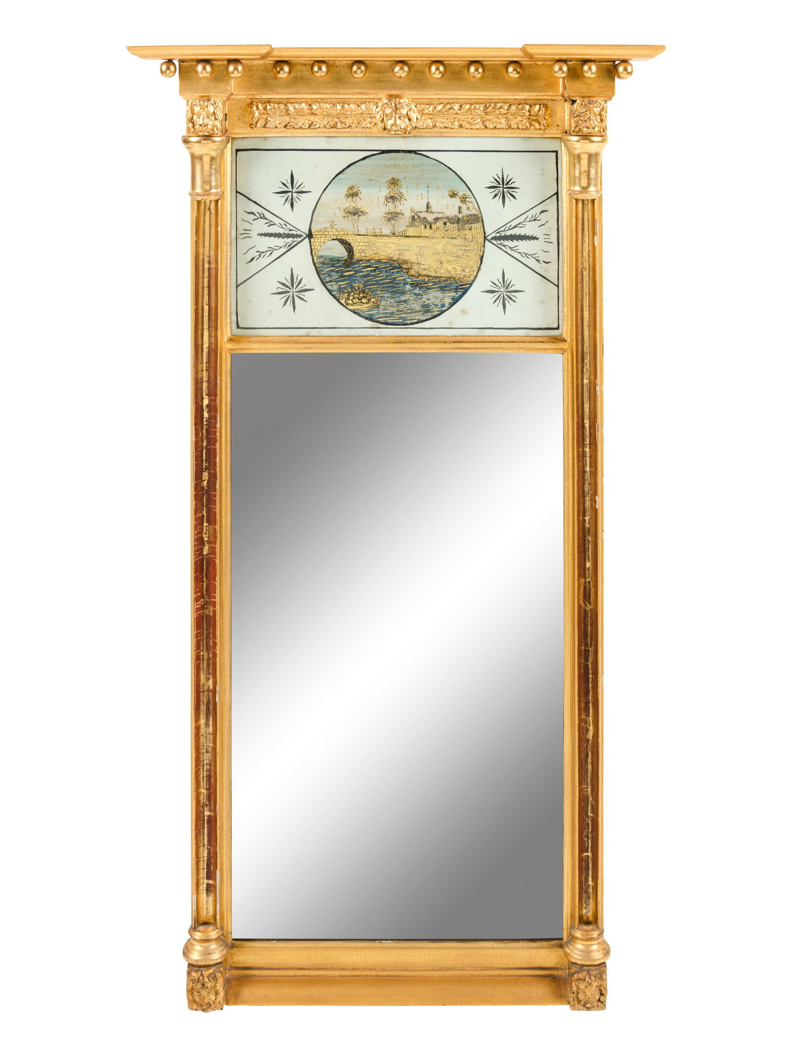 A Federal Giltwood and Eglomise Looking Glass (1 of 1)