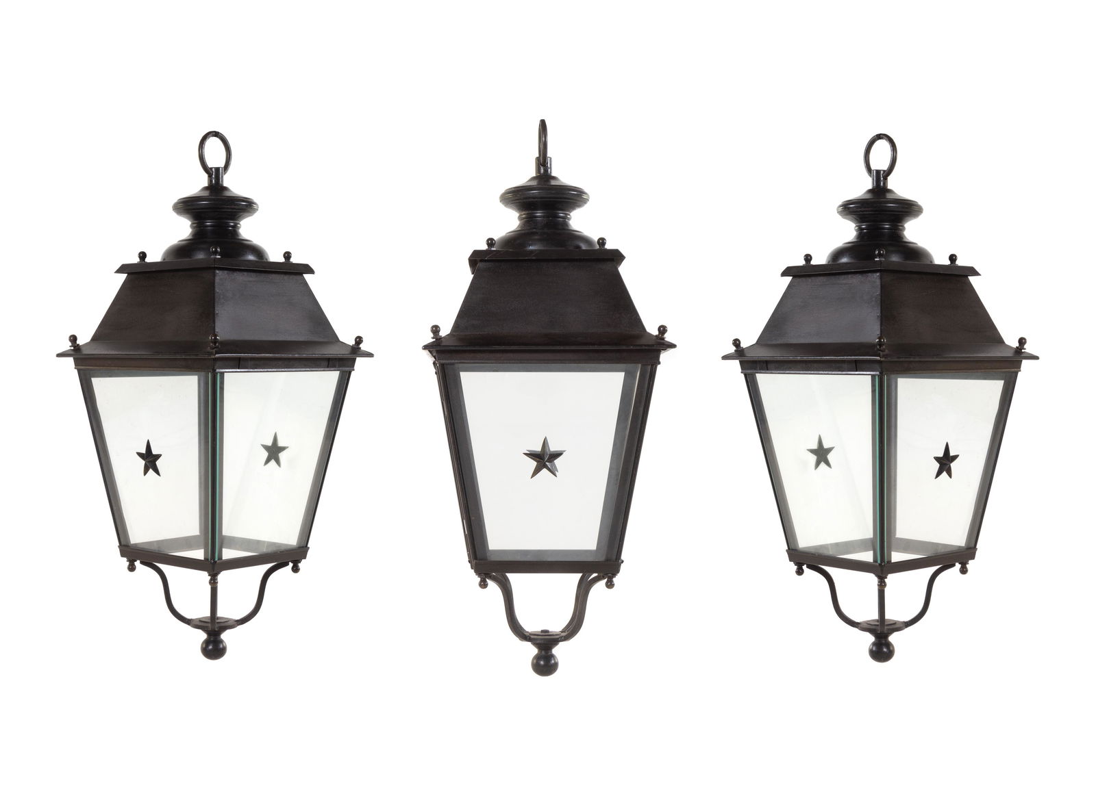 A Set of Three Painted Metal Lanterns (1 of 2)