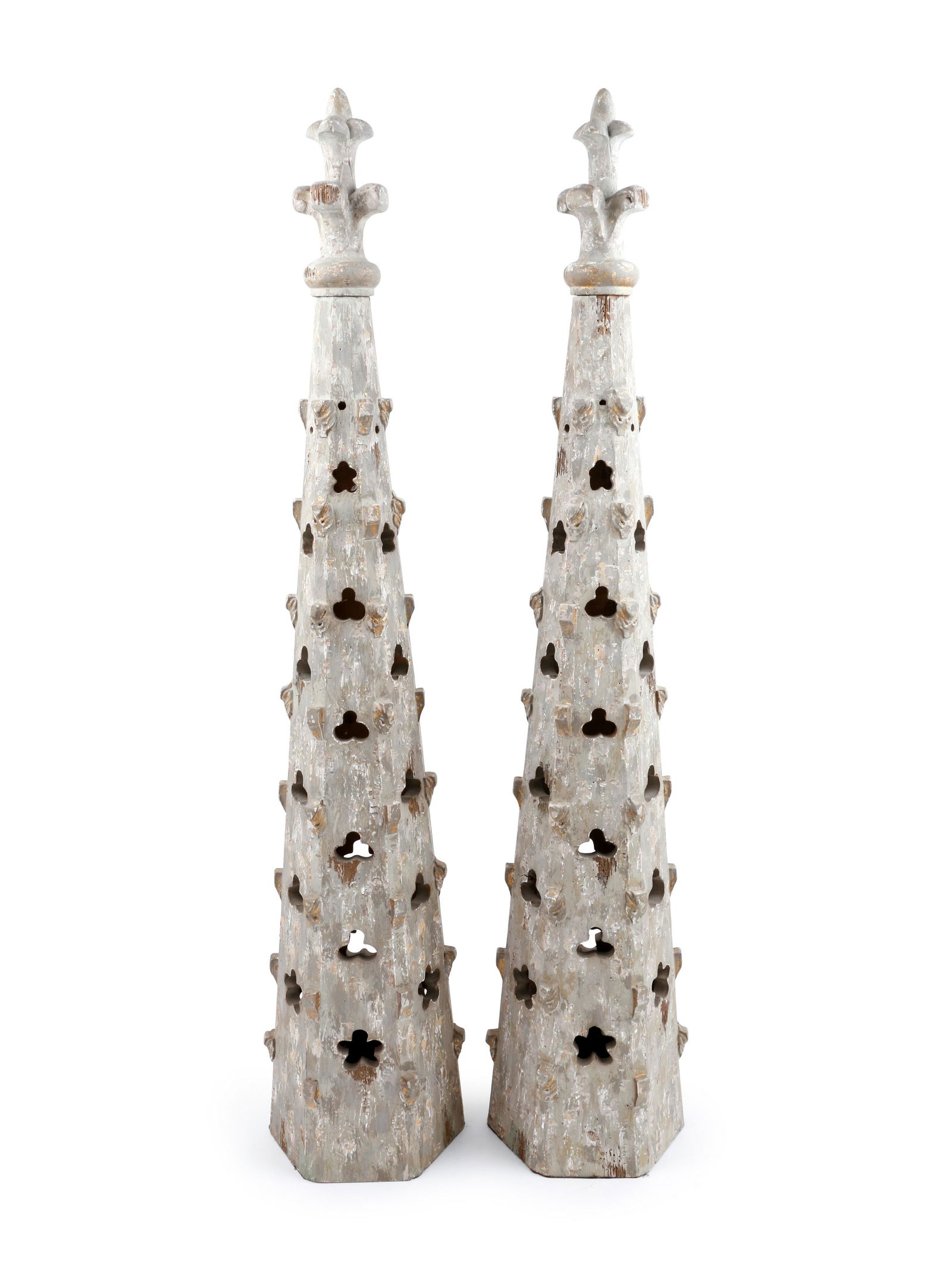 A Pair of Gothic Style Painted Finials  (1 of 1)