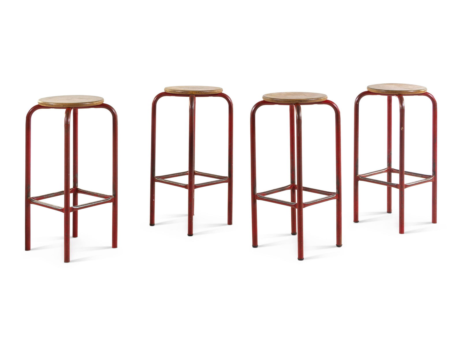 A Set of Four Painted Metal Stools (1 of 2)