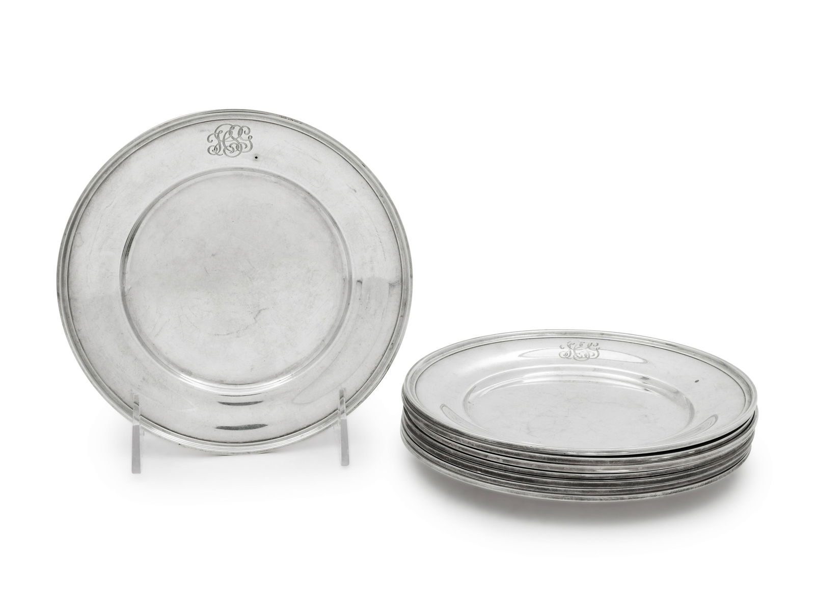 A Set of Eight American Silver Bread Plates (1 of 1)