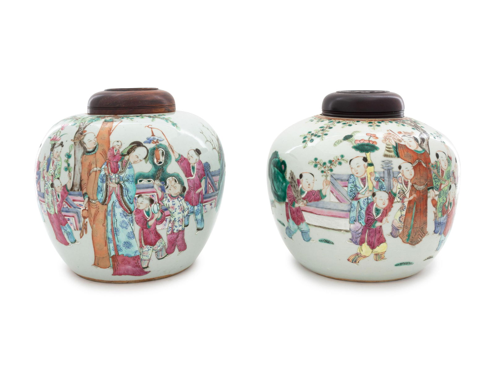 A Pair of Famille Rose Porcelain Ginger Jars (1 of 1)