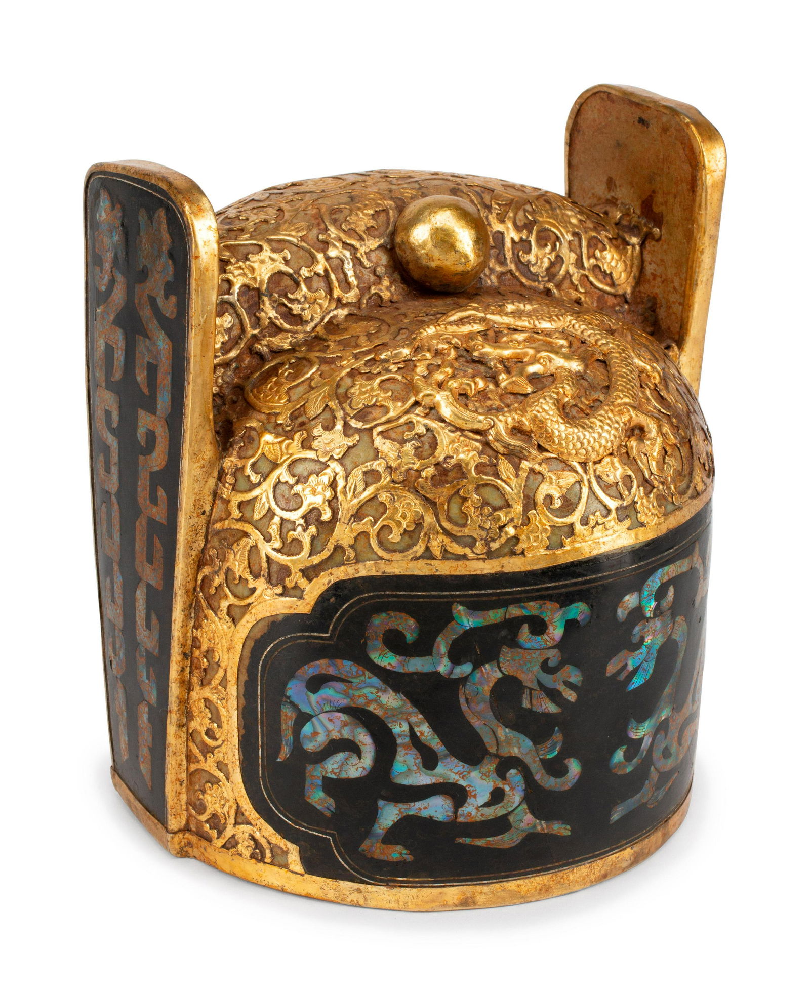 A Chinese Gilt Metal and Abalone Inlaid Ceremonial Hat  (1 of 1)