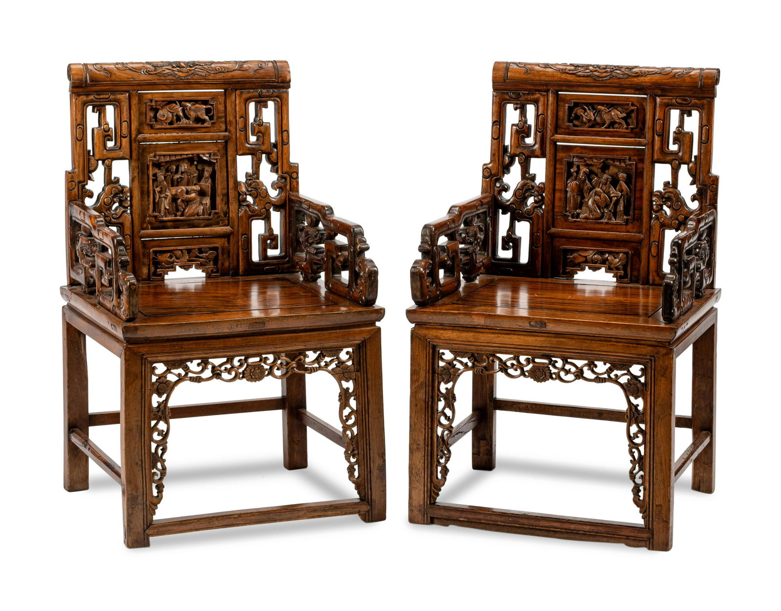 A Pair of Chinese Carved Hardwood Armchairs (1 of 1)