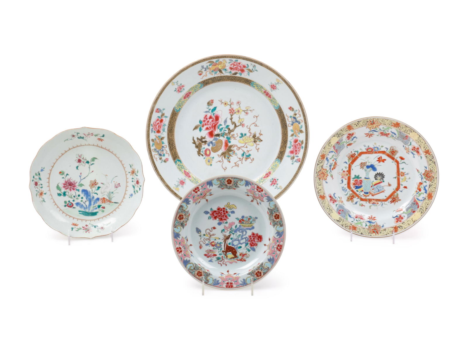 Four Chinese Export Famille Rose Porcelain Plates (1 of 1)