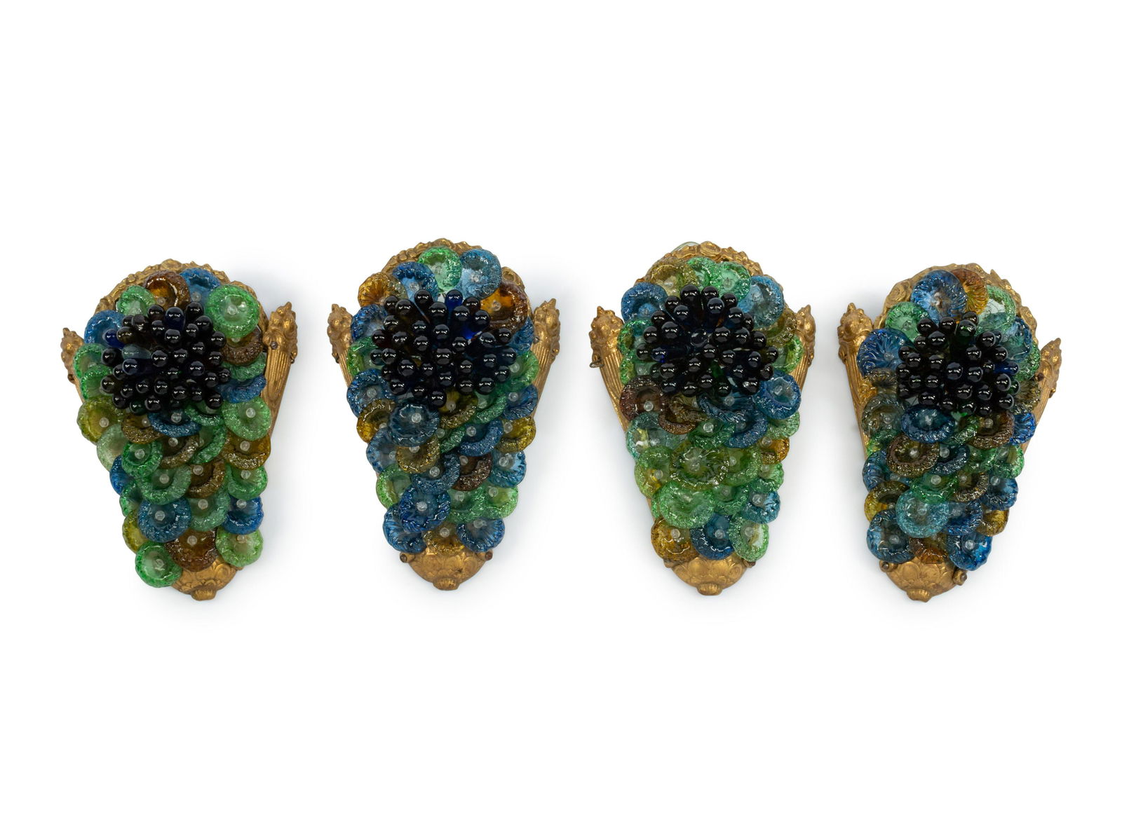 A Set of Four Art Deco Style Gilt Metal and Colored (1 of 1)