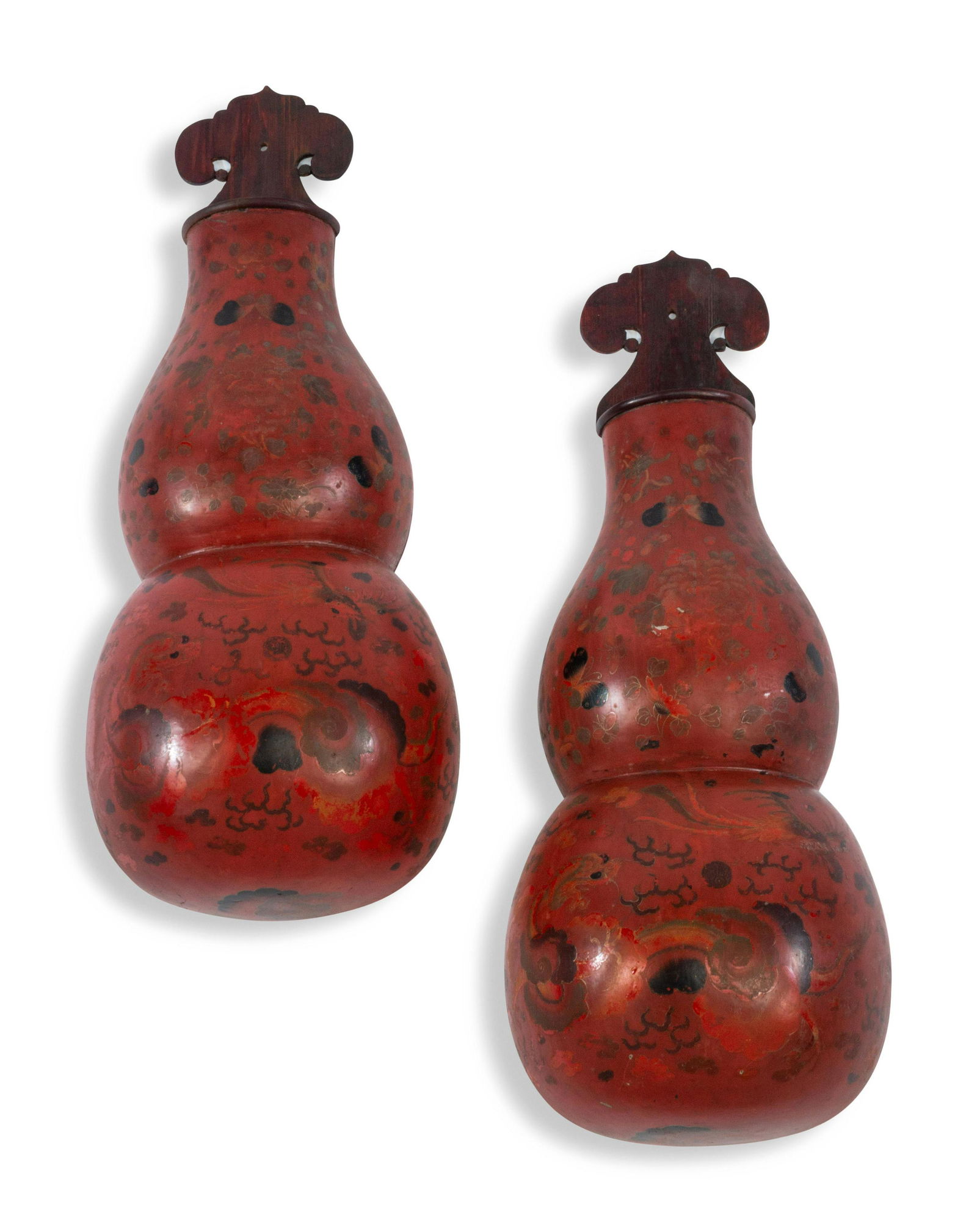 A Pair of Chinese Painted Red Lacquer Panels (1 of 1)