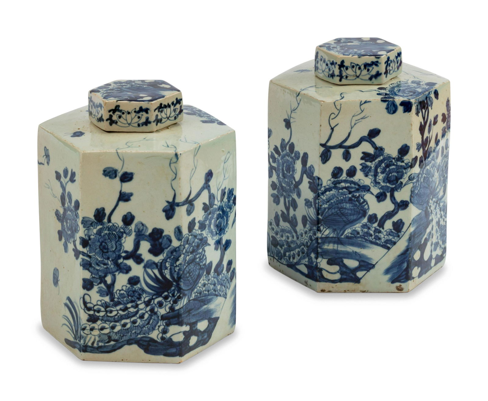 A Pair of Chinese Hexagonal Porcelain Tea Caddies (1 of 1)