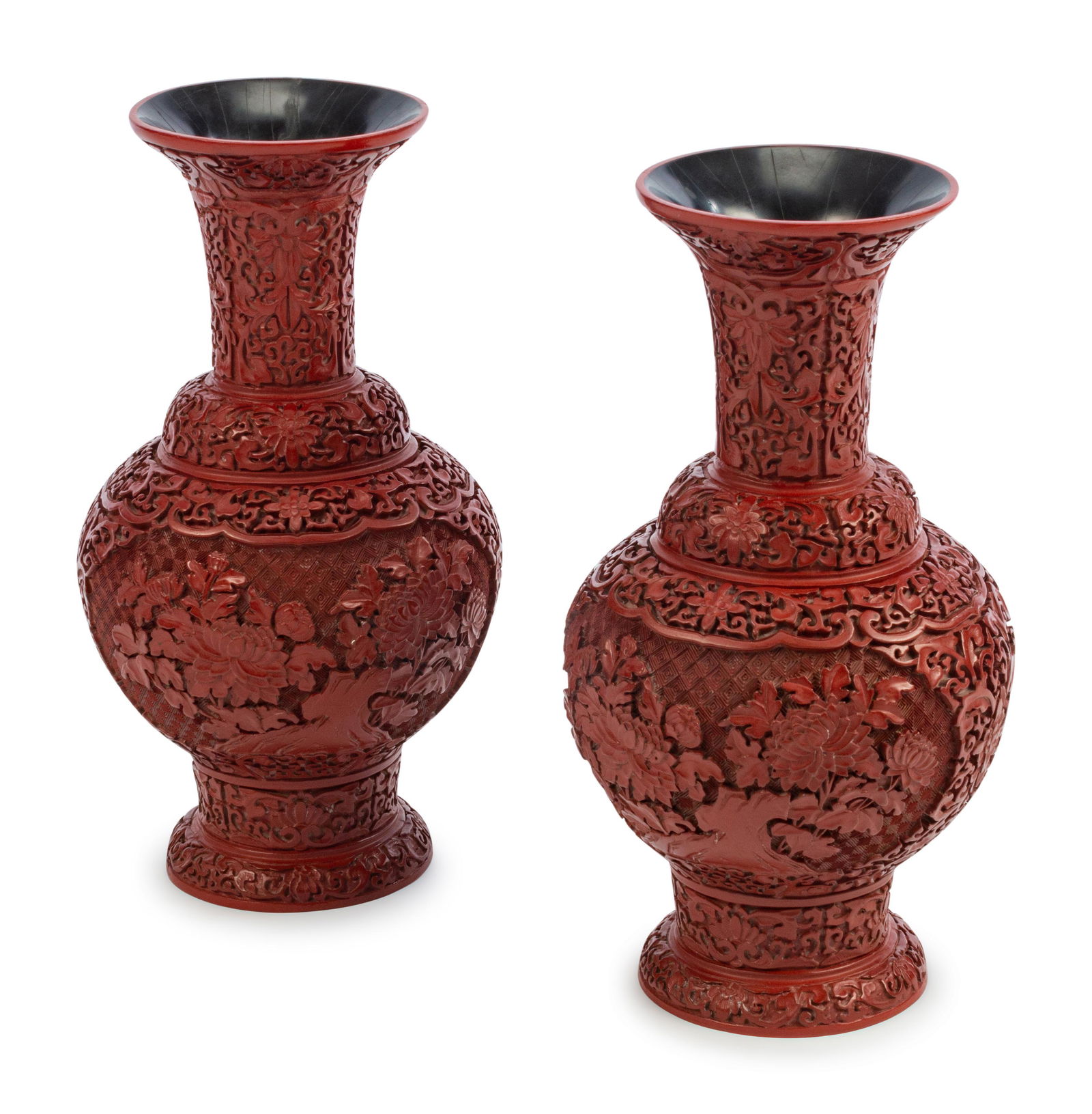 A Pair of Chinese Export Red Lacquer Vases (1 of 1)
