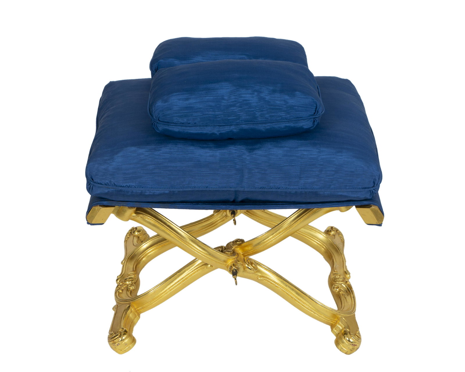 A Rococo Style Giltwood Stool Height 20 inches.: A Rococo Style Giltwood Stool ANSELMO BONORA, 20TH CENTURY raised on X-form supports. Height 20 inches. Property from a Private Collection, Palm Beach, Florida