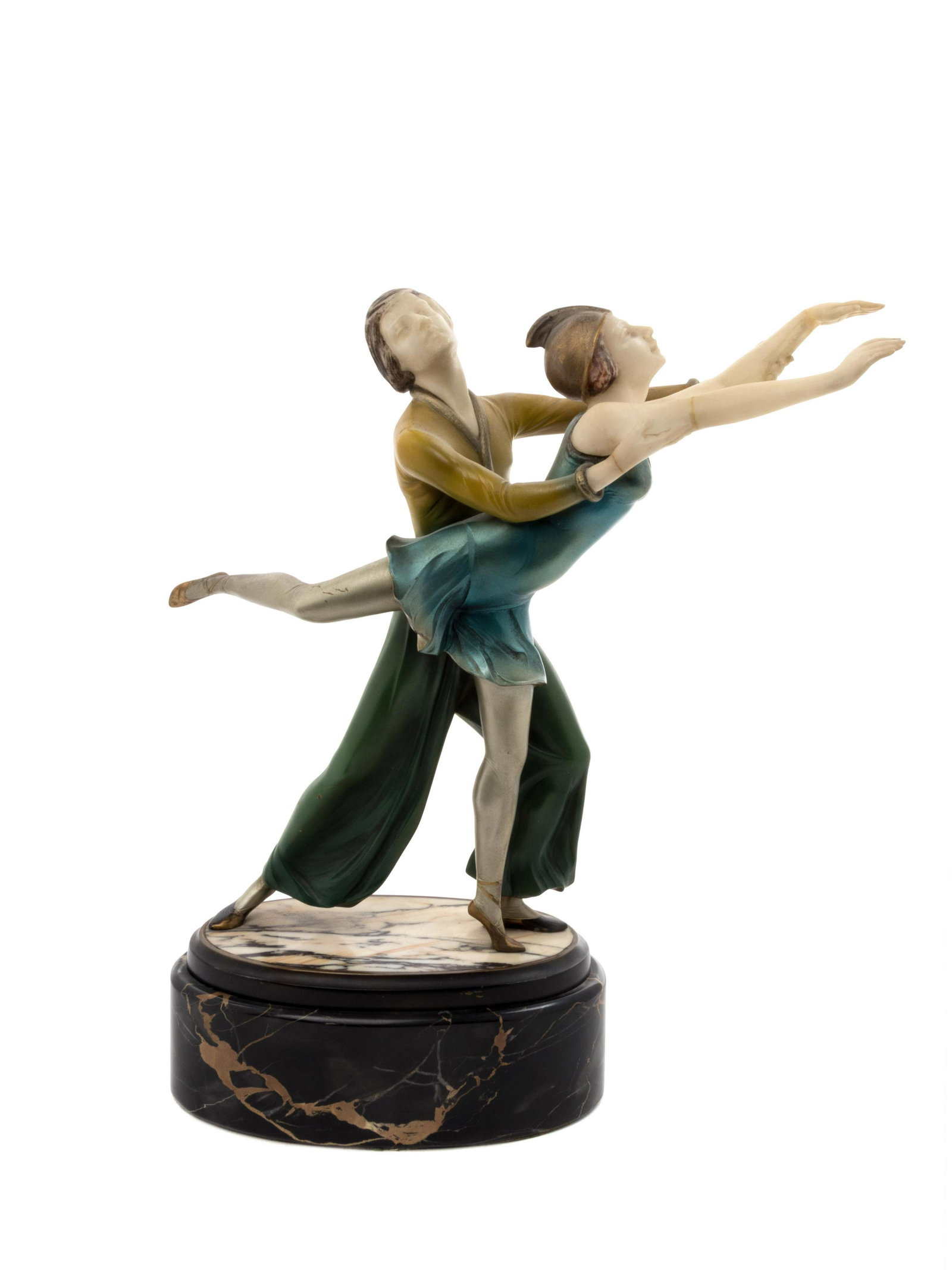 Suteur EARLY 20TH CENTURY An Art Deco Figural Group: Suteur EARLY 20TH CENTURY An Art Deco Figural Group Depicting a Couple Dancing bronze, alabaster Height 14 inches