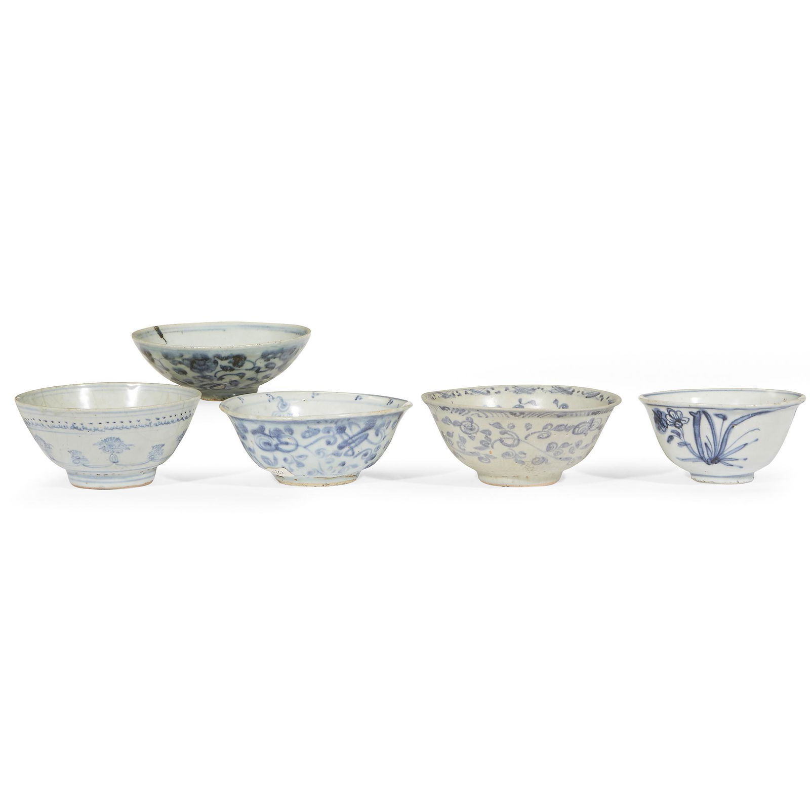 Five Chinese blue and white bowls, Ming dynasty (1 of 1)