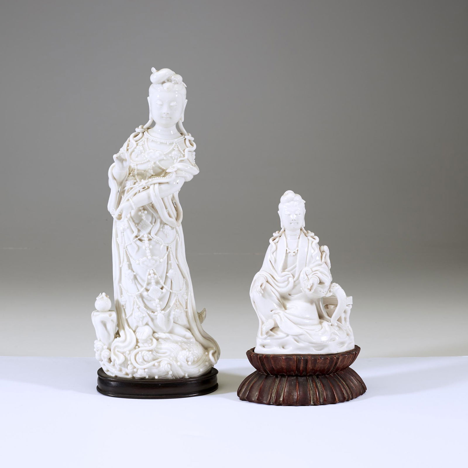Two Chinese blanc de chine figures of Guanyin, (1 of 2)
