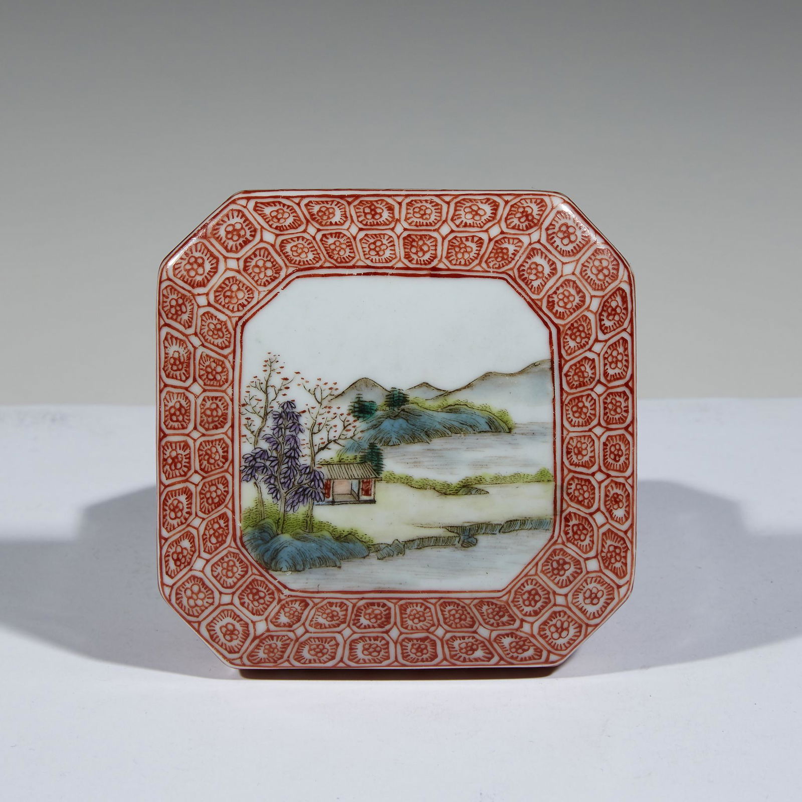 A Chinese famille rose-decorated porcelain octagonal (1 of 2)