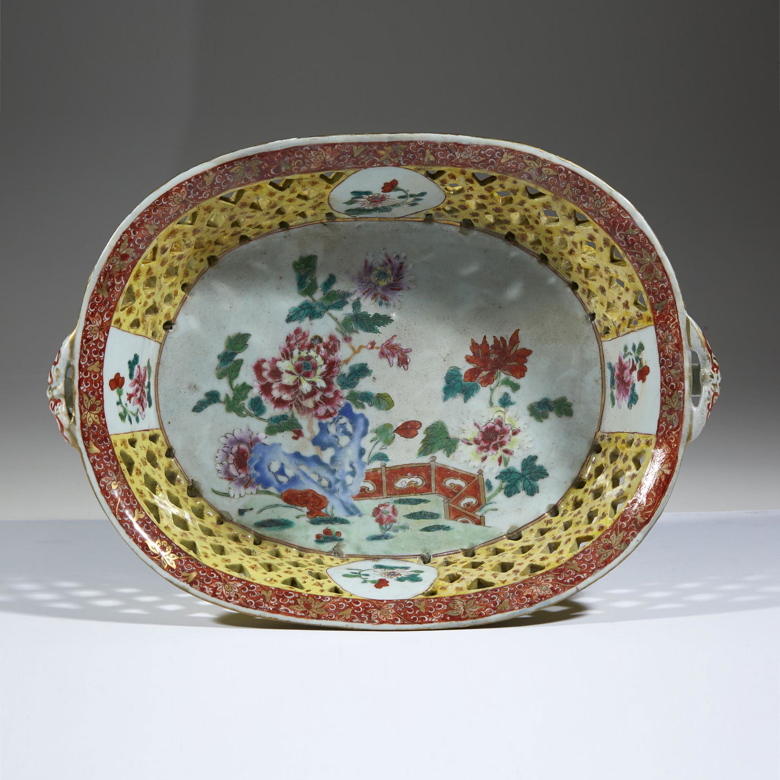 A large Chinese export famille rose reticulated (1 of 2)