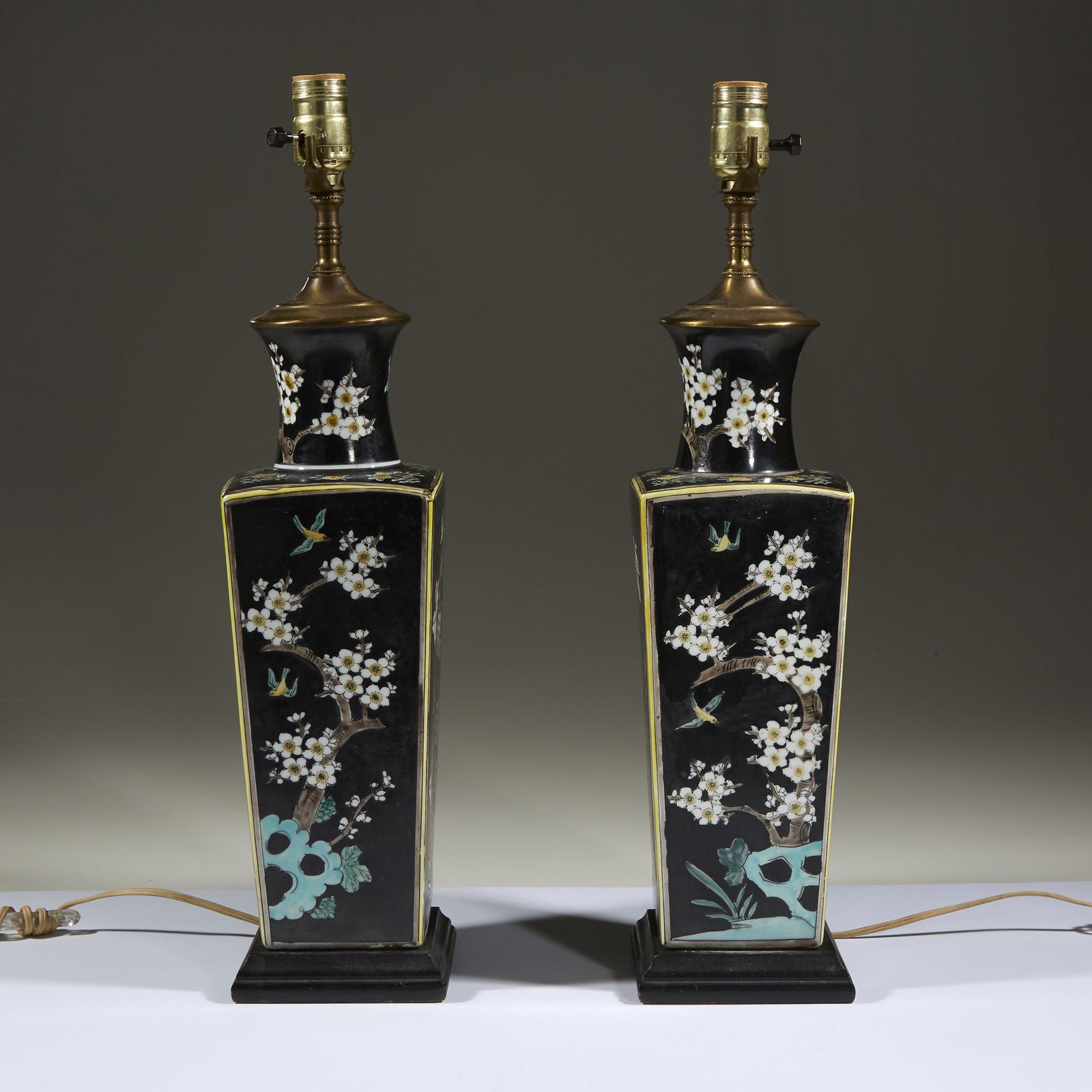 A pair of famille noir-decorated porcelain vases (1 of 1)