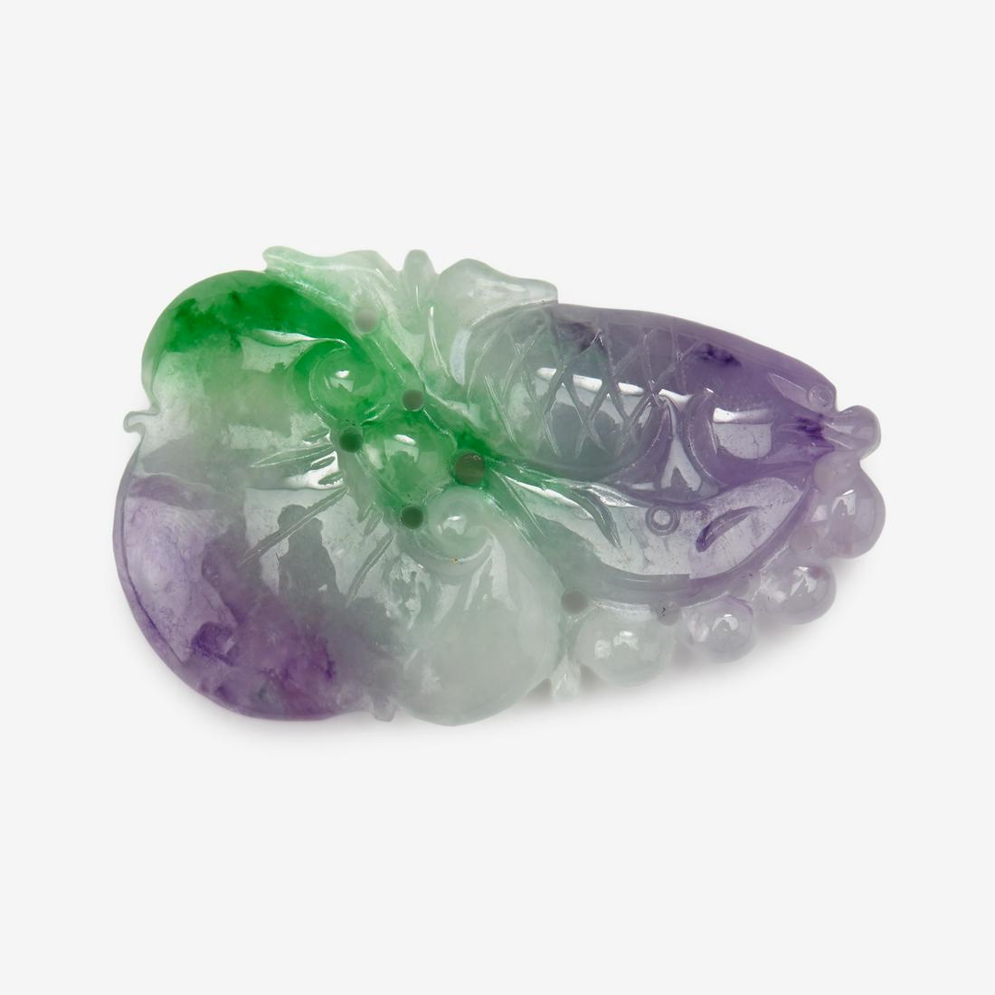 A Chinese multicolor jadeite pendant of fish, 20th (1 of 1)