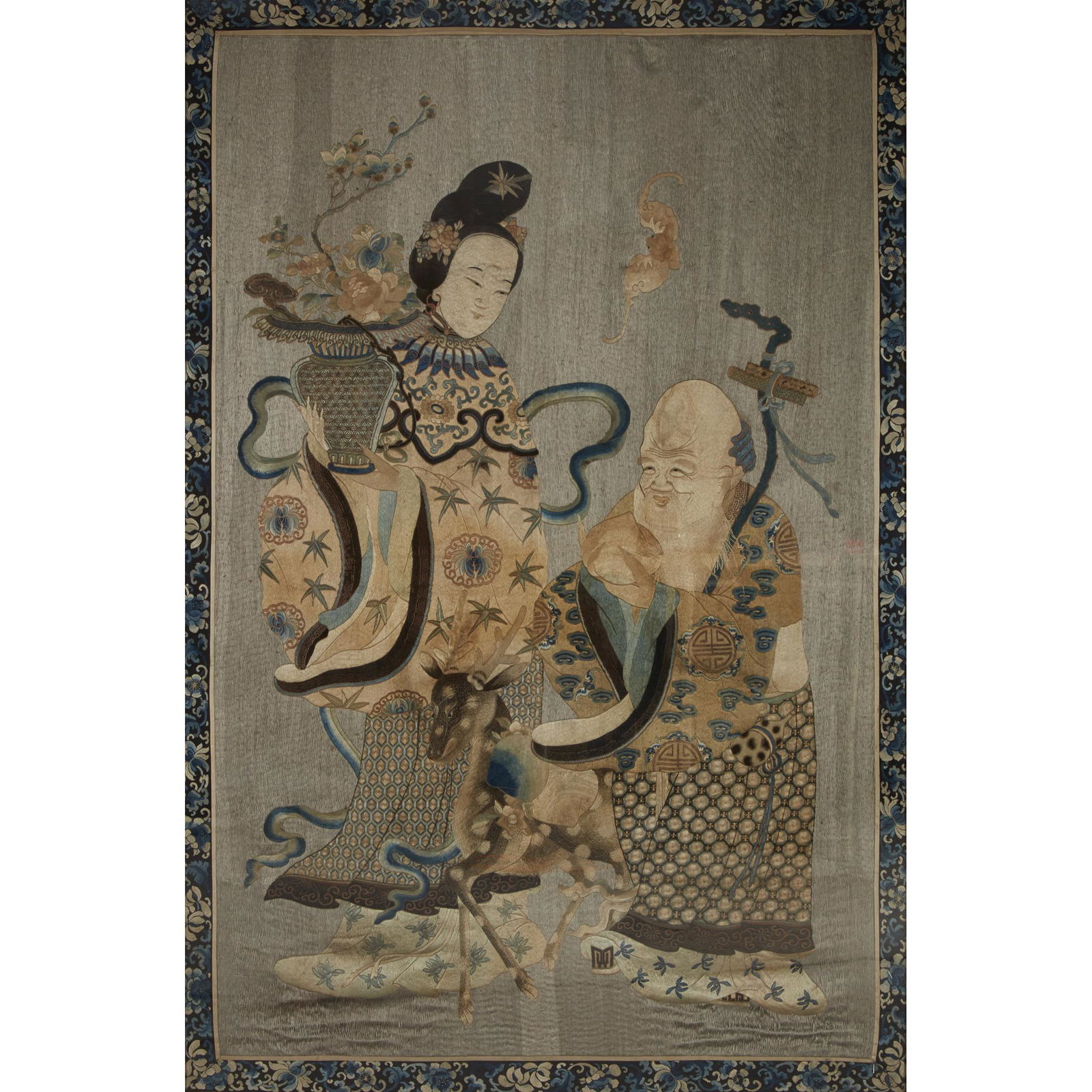 A large Chinese embroidered silk panel depicting (1 of 1)