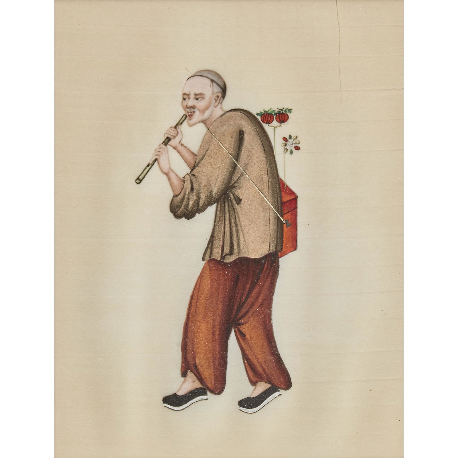 Three Chinese export pith paper paintings of laborers, (1 of 3)